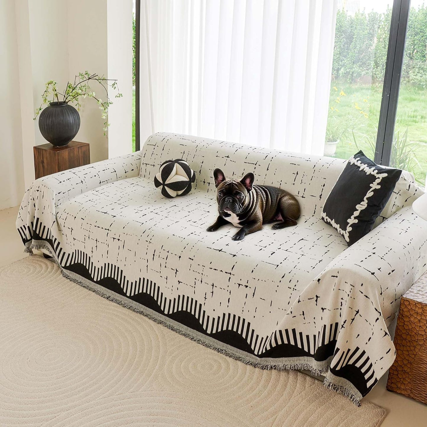 Chenille Sofa Covers Washable for 3 Cushion Sofa, Pet Friendly