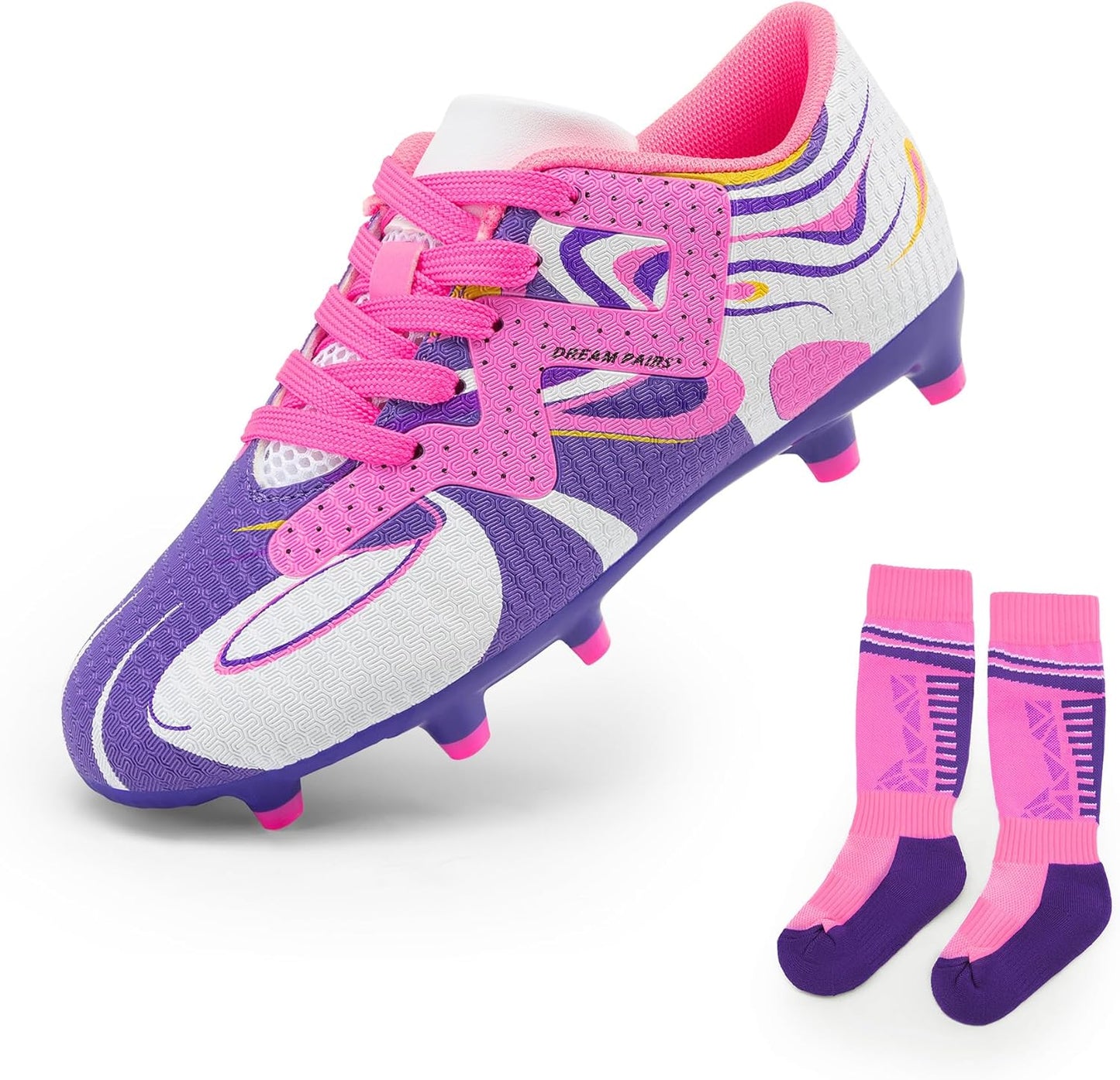 DREAM PAIRS Youth Soccer Cleats with Socks for Kids' Sports