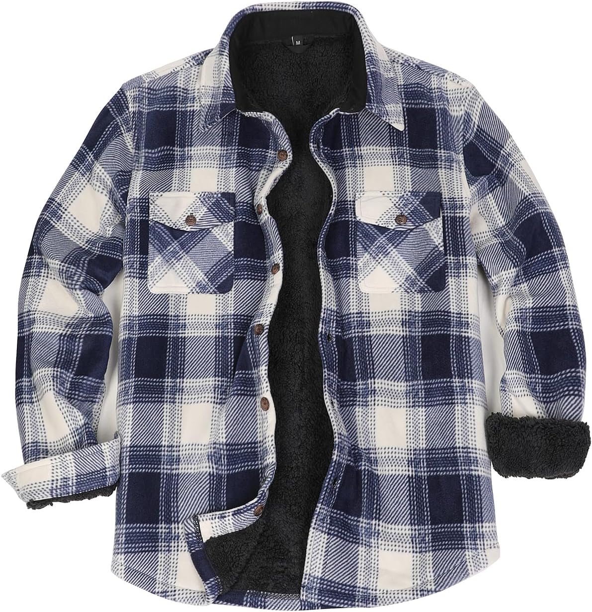 ZENTHACE Men's Warm Sherpa Lined Fleece Plaid Flannel Shirt Jacket