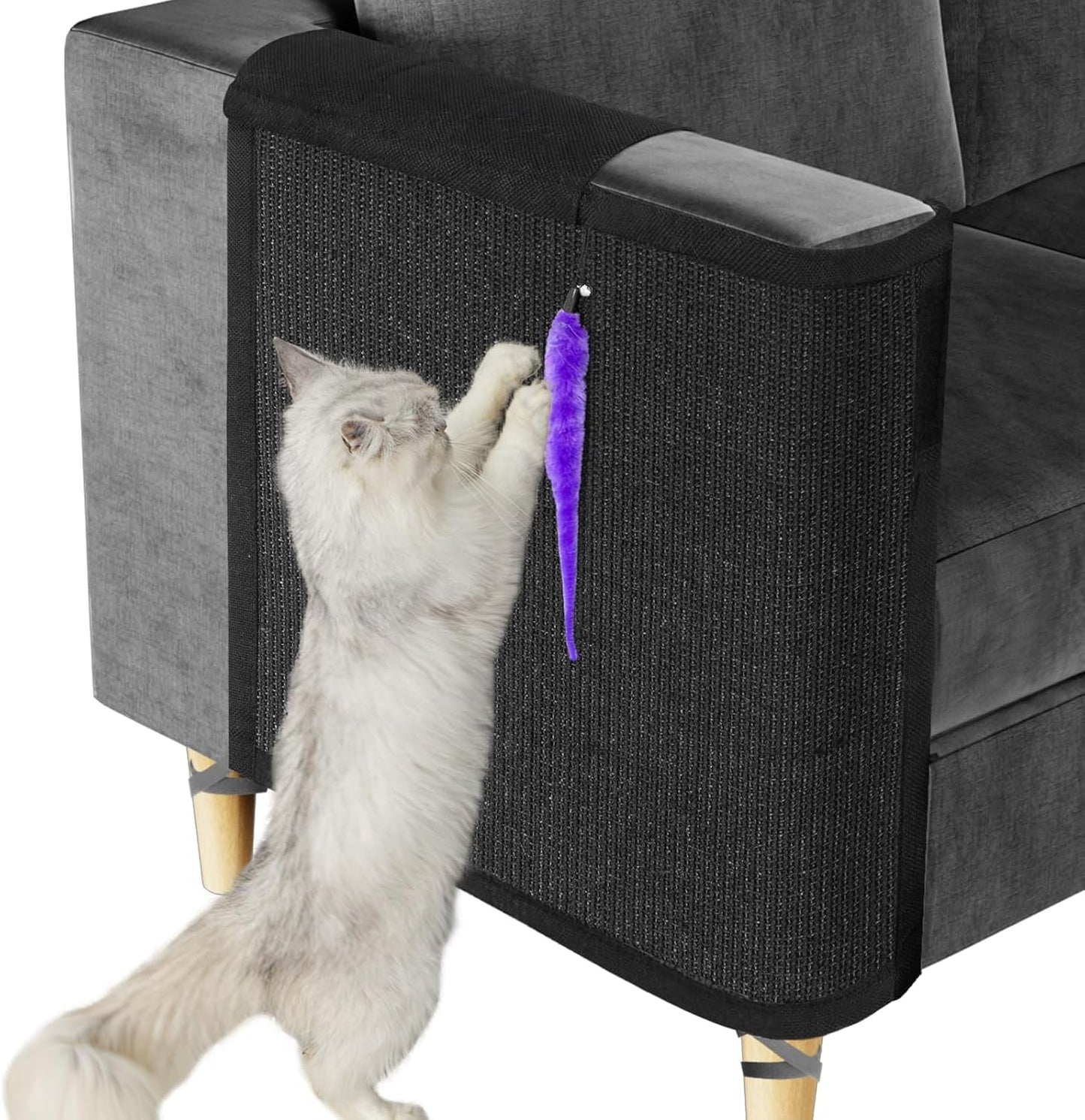 Cat Scratch Couch Protector with Sisal Mat and Toy for Cats