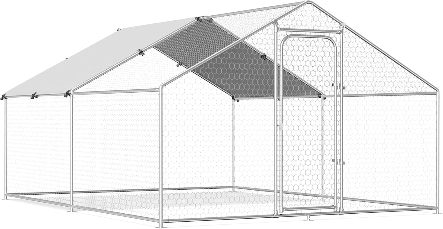 Large Metal Chicken Coop Walk-in Poultry Cage for Outdoor Use