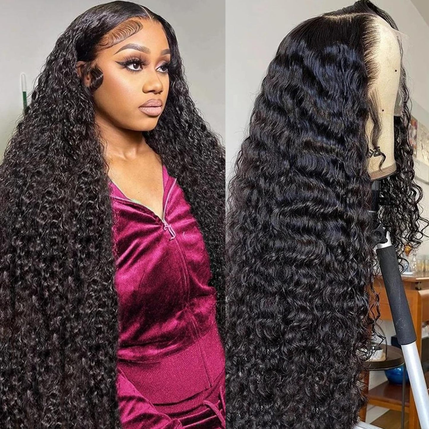 28 Inch Deep Wave Lace Front Wigs Human Hair for Women