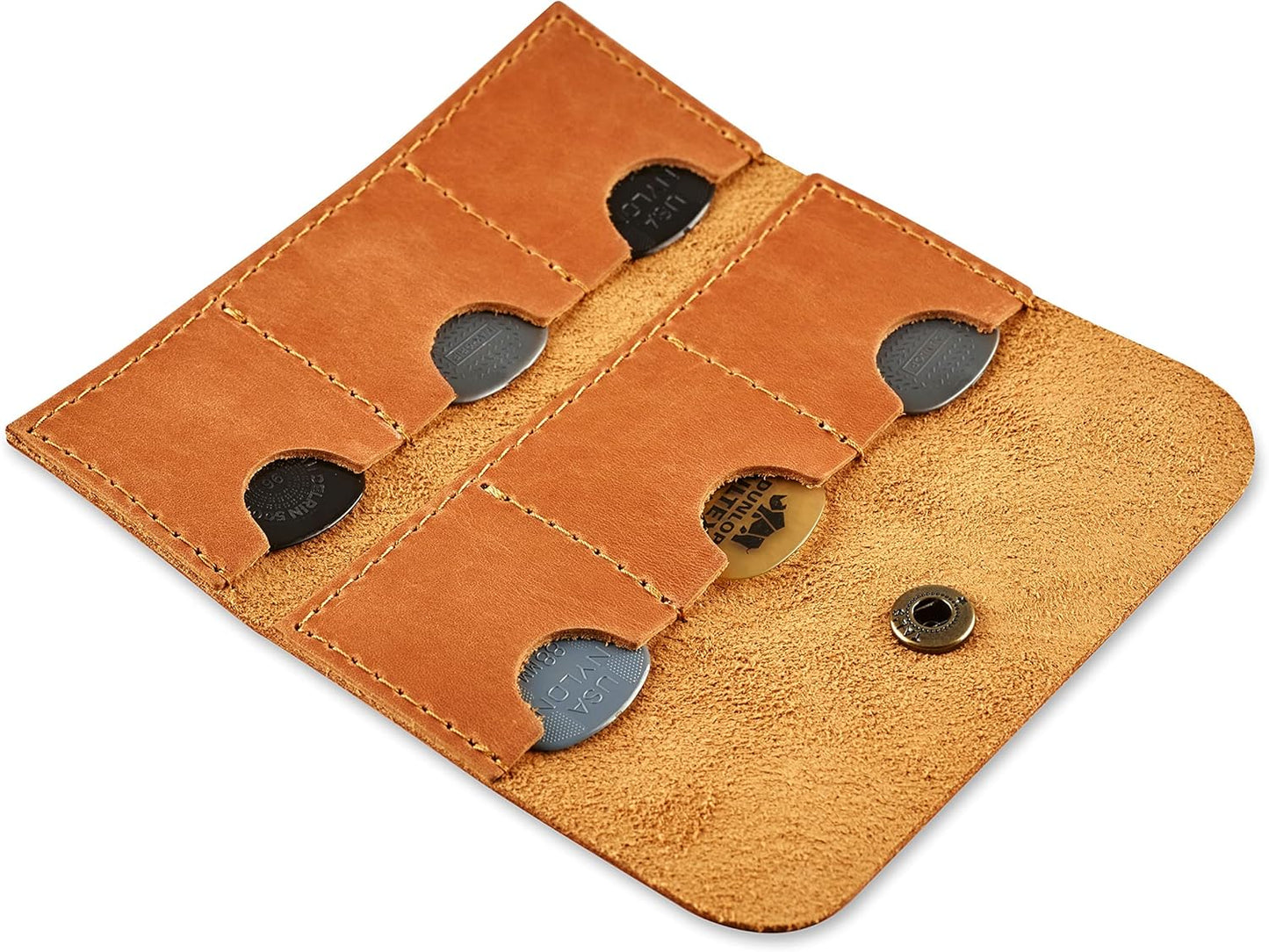 Vintage Brown Leather Guitar Pick Holder - Gmakin
