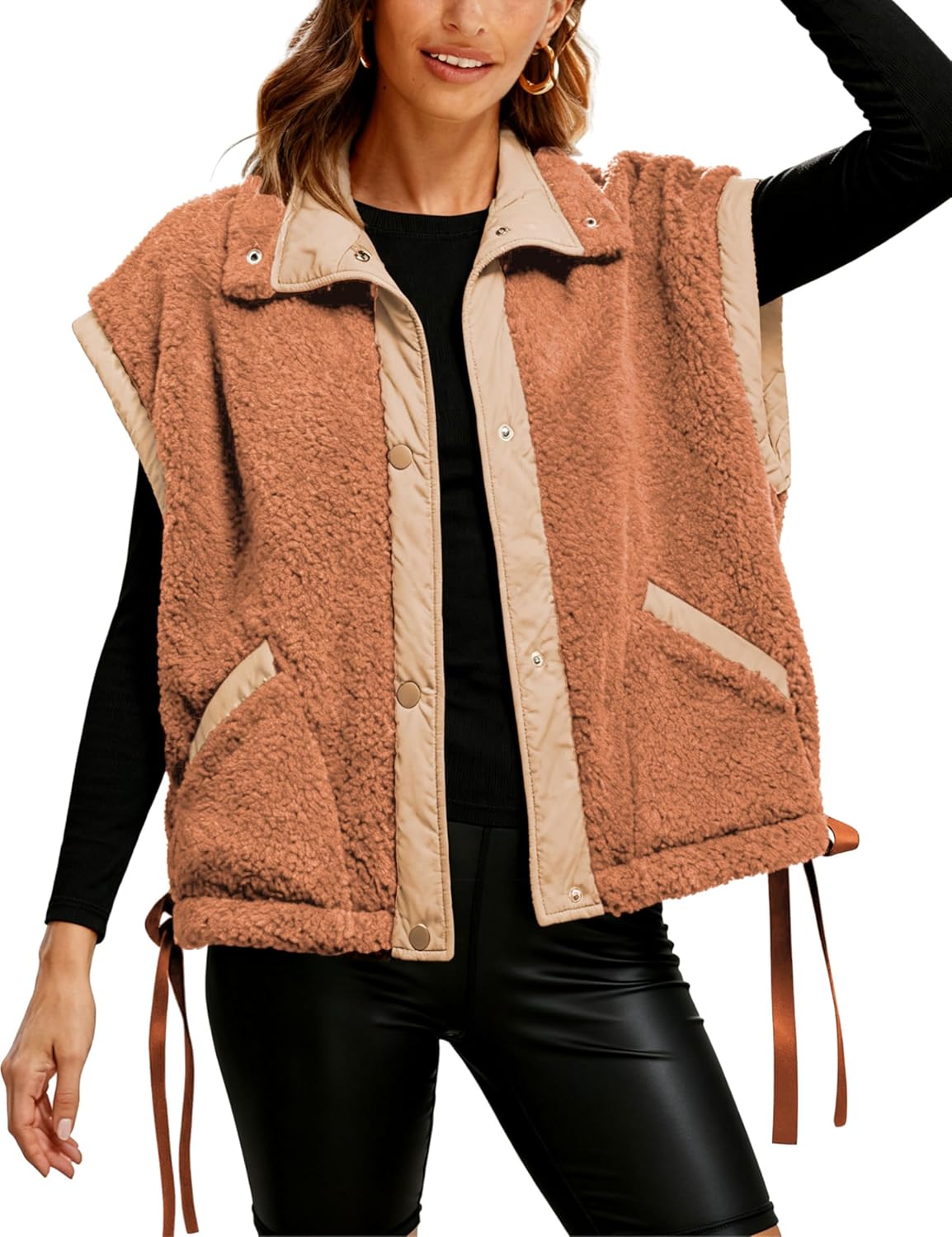 Athlisan Womens Fleece Vest Casual Sleeveless Sherpa Jacket