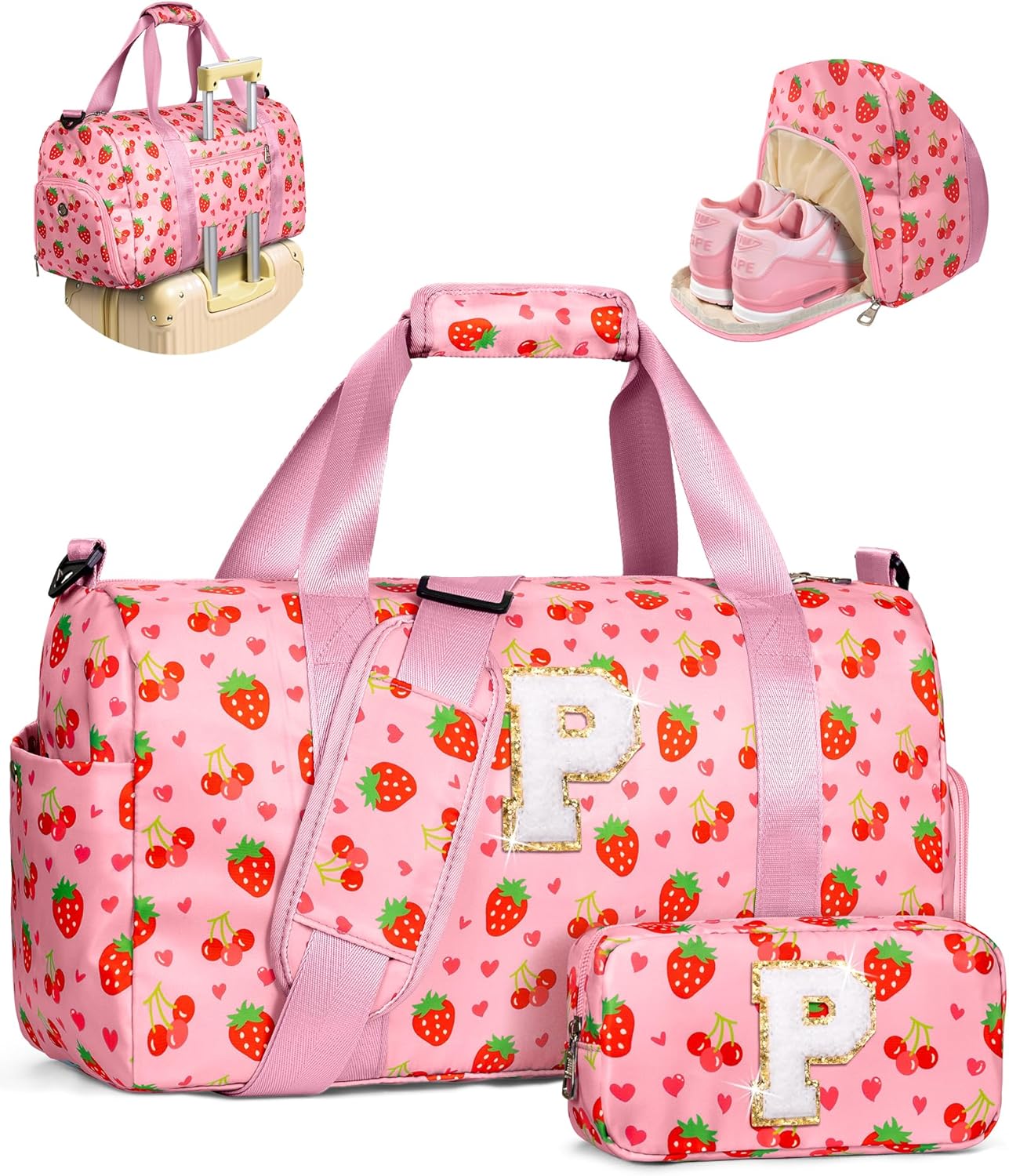 Personalized Initial Duffel Bag for Kids with Shoe Compartment