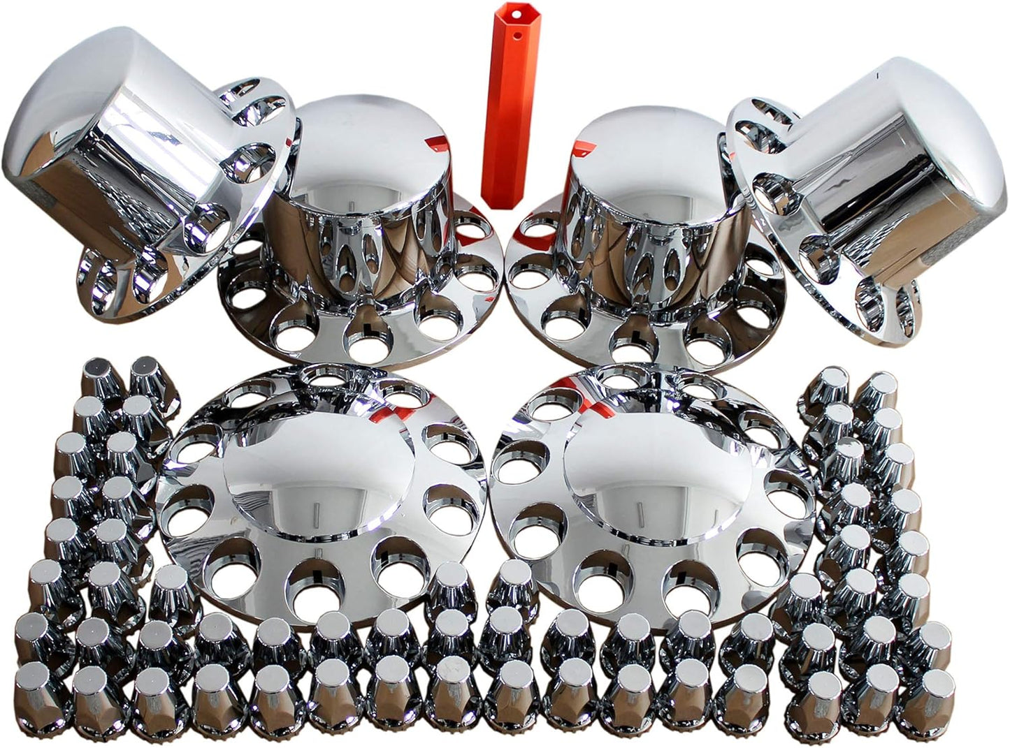 MRJLK Chrome ABS Complete Axle Cover Set for Semi Trucks