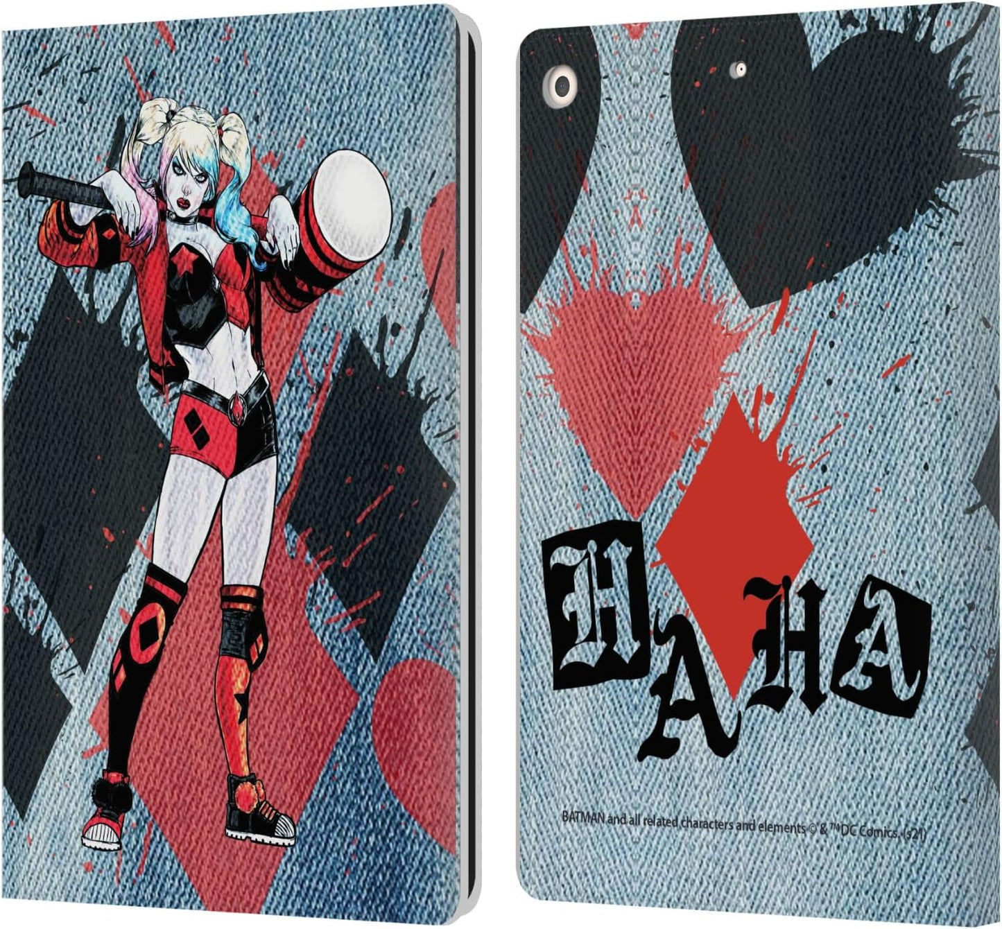 Batman DC Comics Mallet Harley Quinn Leather Wallet Case for iPad