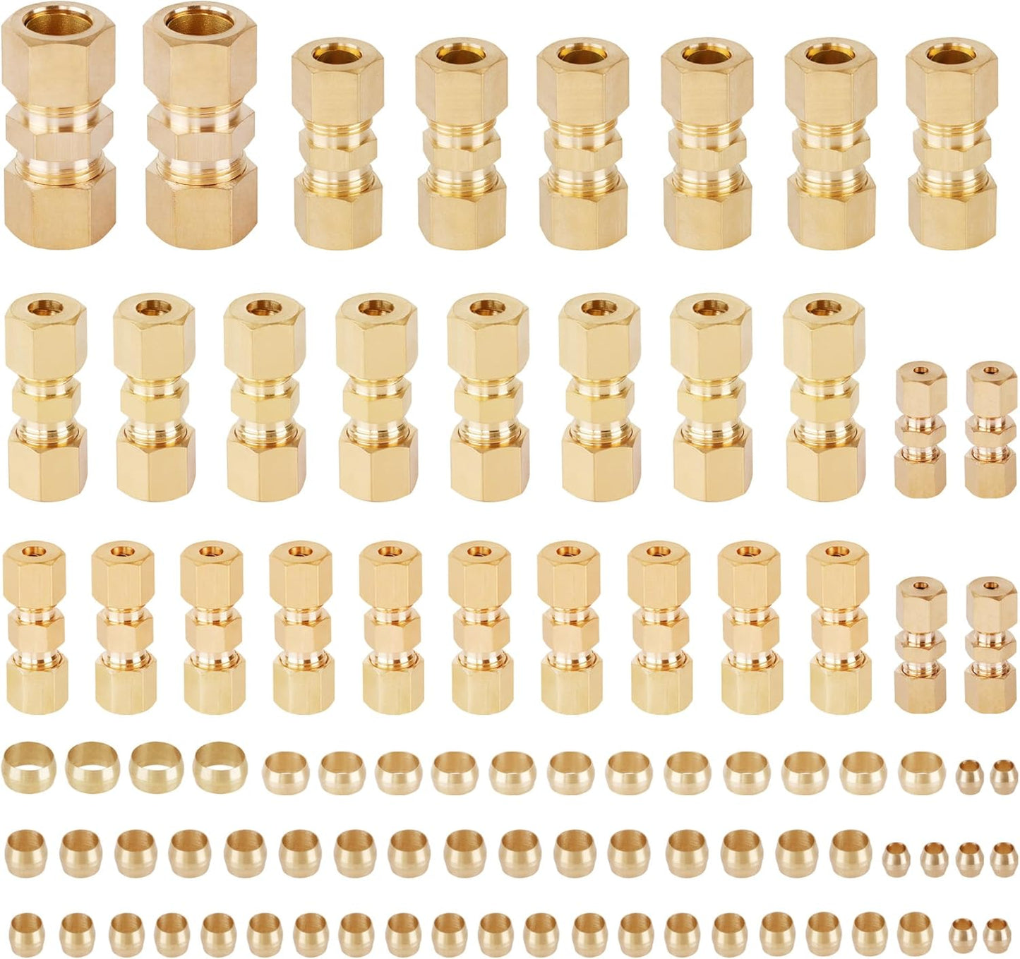 90PCS Brass Tube Pipe Fittings Kit for Truck Airlines and Industrials