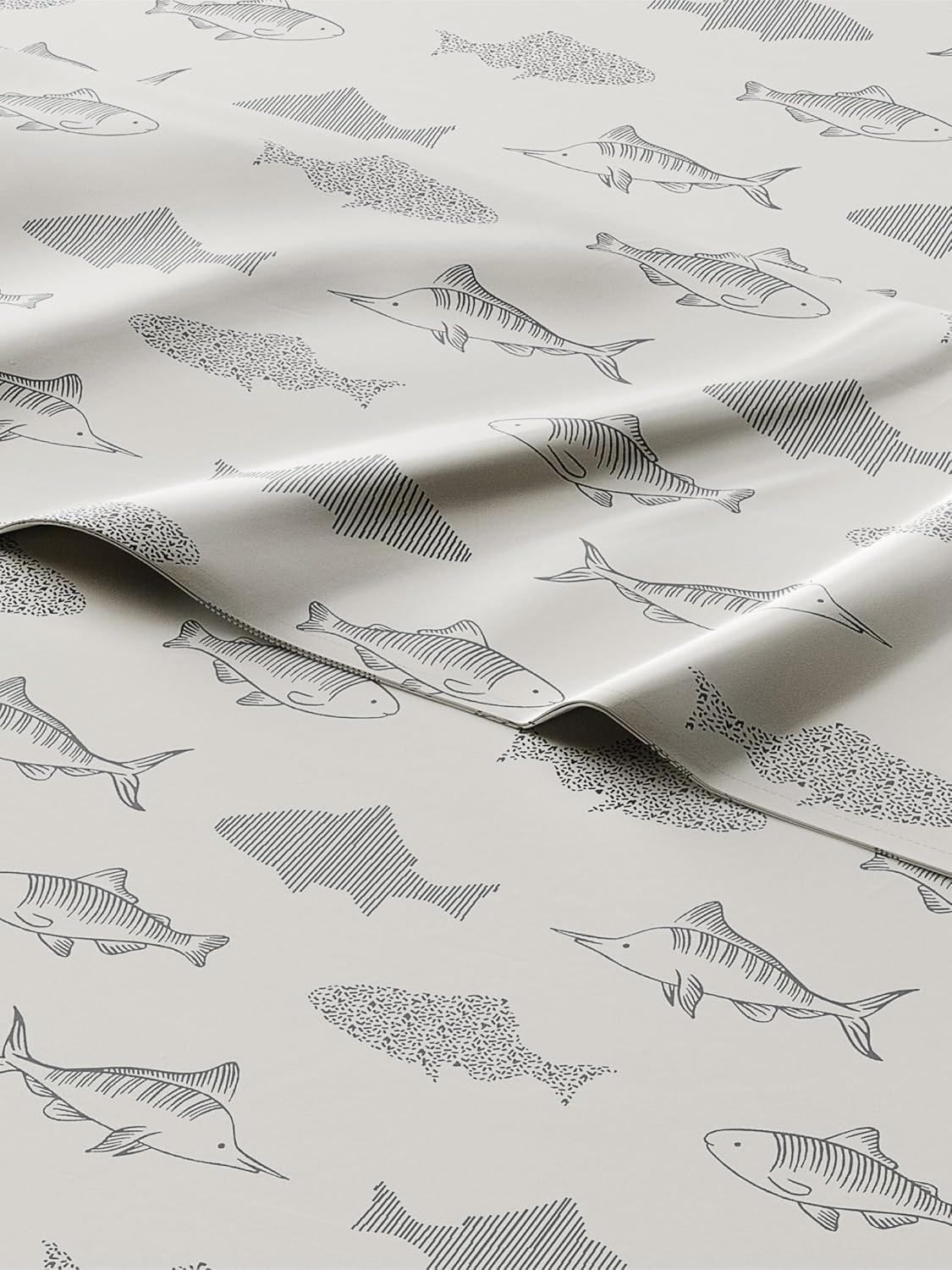 Kids Twin Size Fish Bed Sheets Set - Cute Ocean Animal Bedding