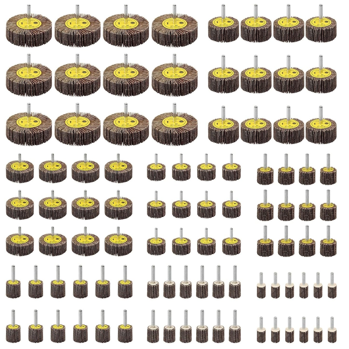 Rocaris 96 Pack Abrasive Flap Wheel Sander Set for Versatile Use