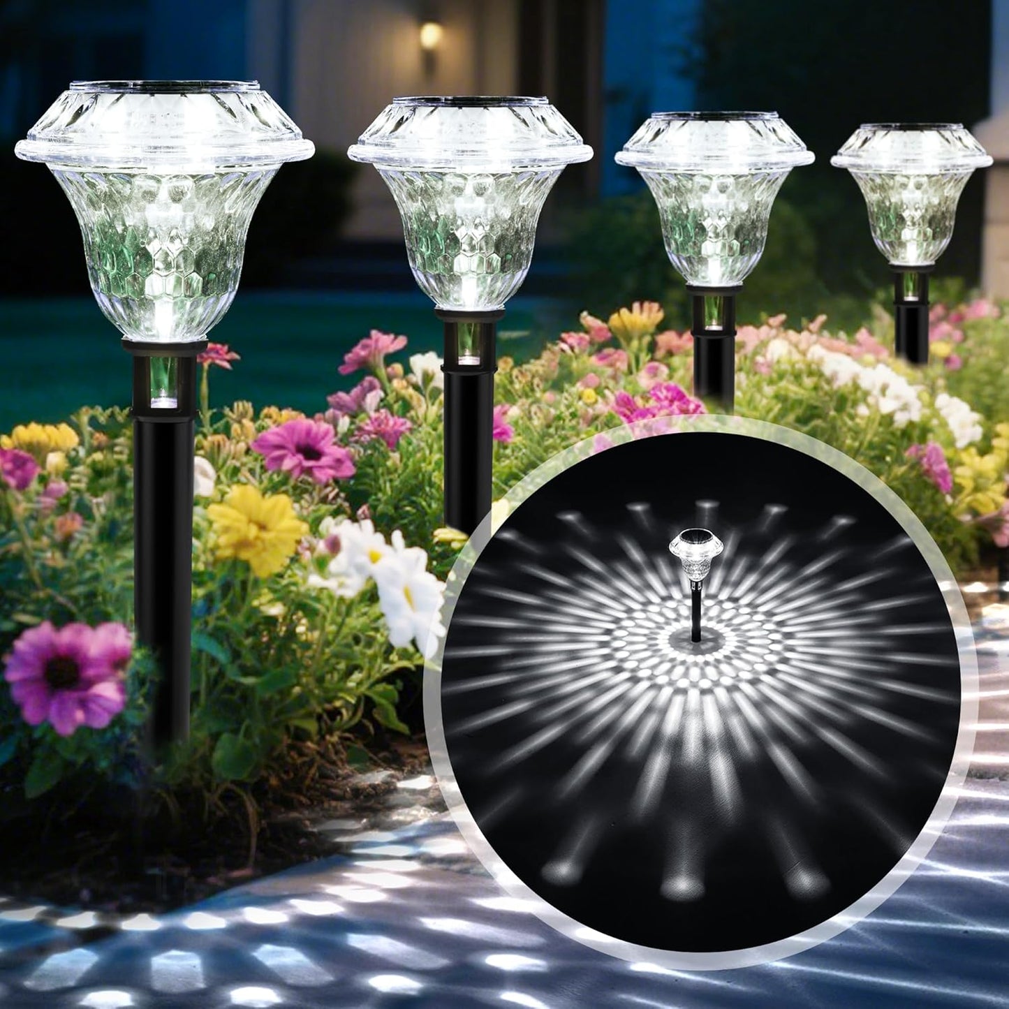 Solar Pathway Lights for Garden Decor - 6 Pack Cold White