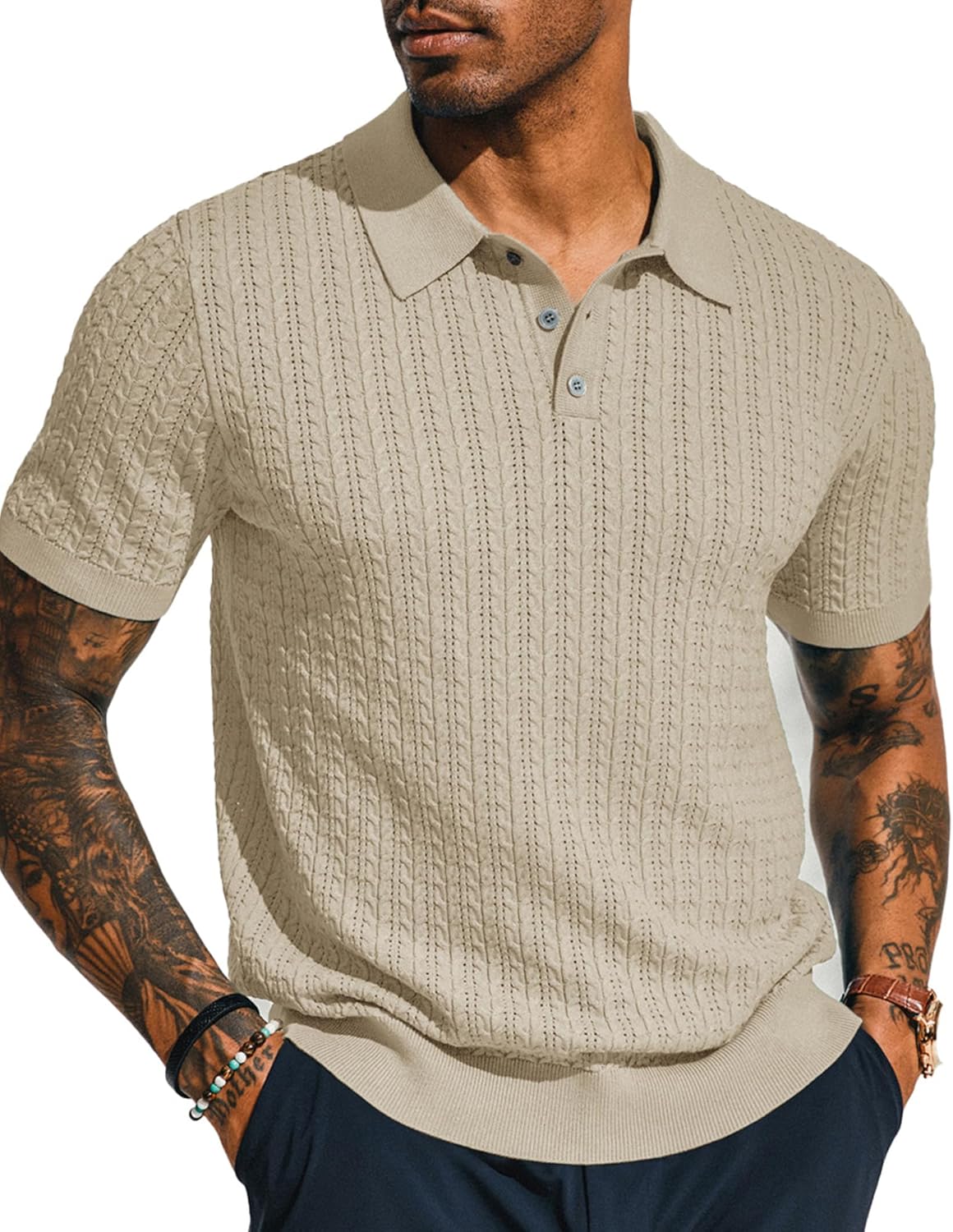 PJ PAUL JONES Mens Knit Polo Shirt for Stylish Comfort