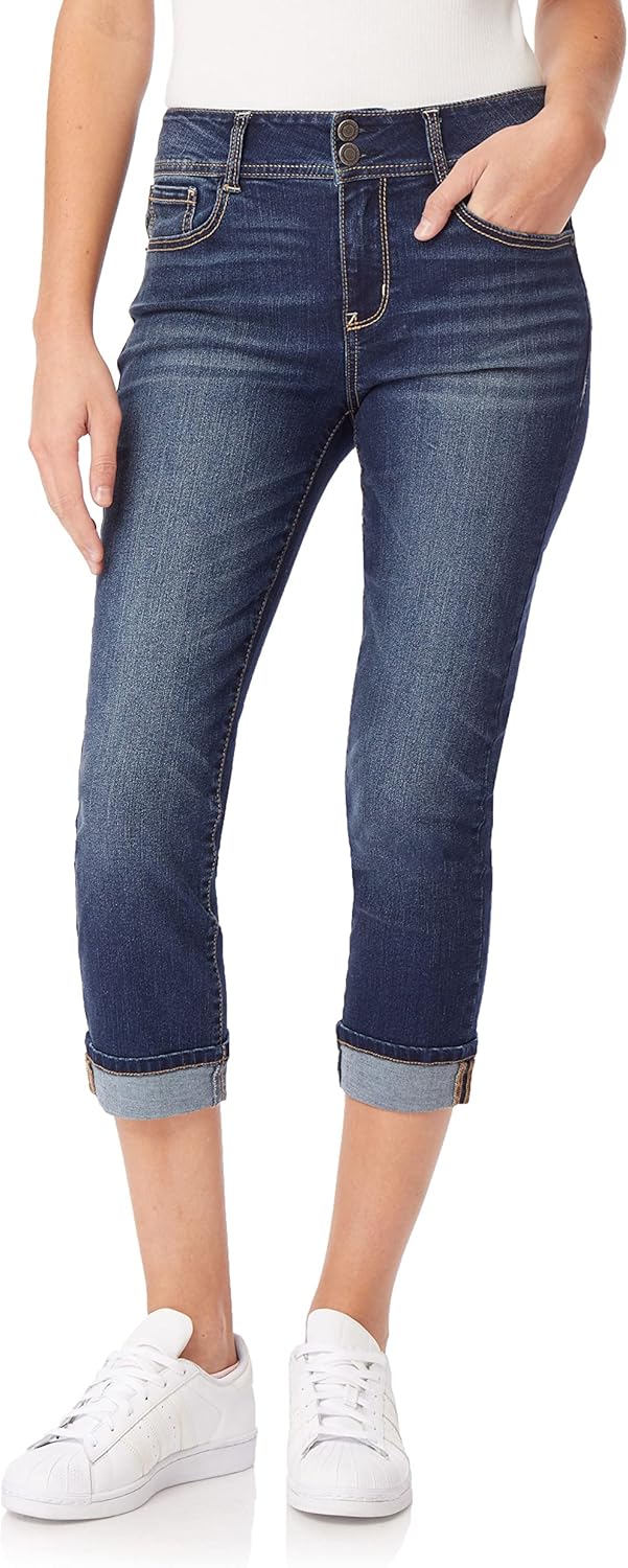 WallFlower Women's Flirty Curvy Crop High-Rise Jeans for All