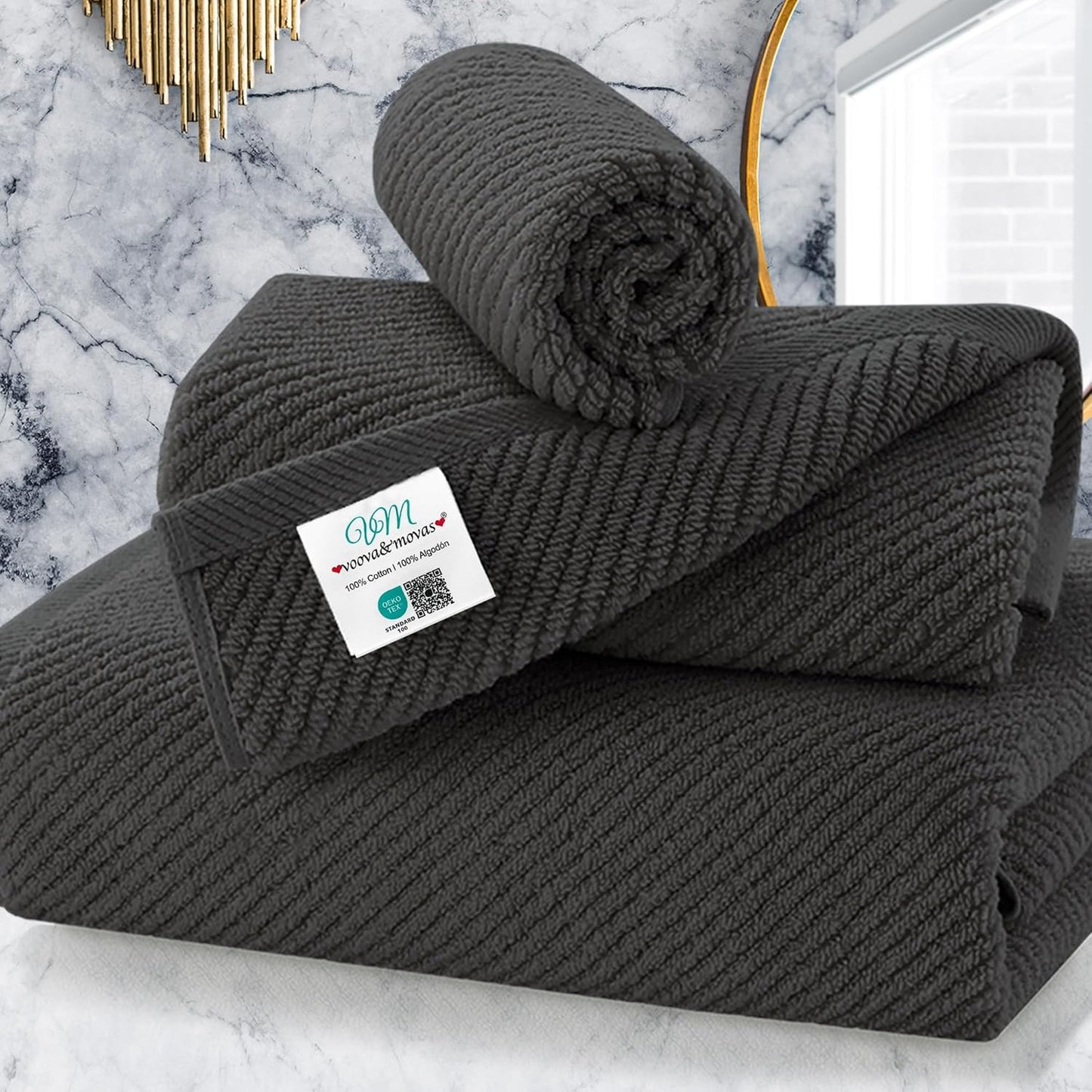 3 Piece Towel Sets for Bathroom - Soft, Quick Dry Cotton Towels