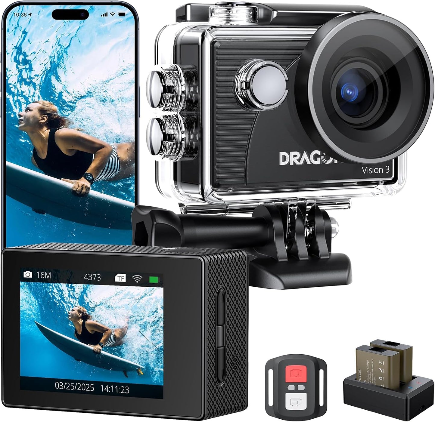 4K Waterproof Action Camera Kit - Dragon Touch