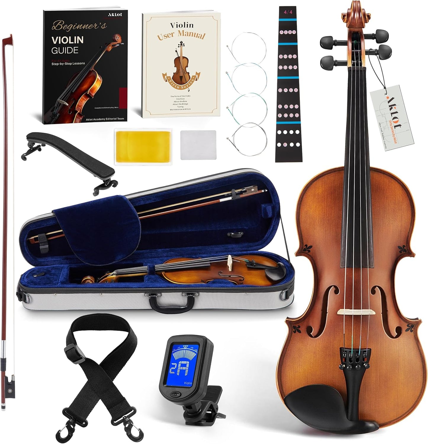 Handcrafted Full Size Violin Kit for Beginners with Accessories