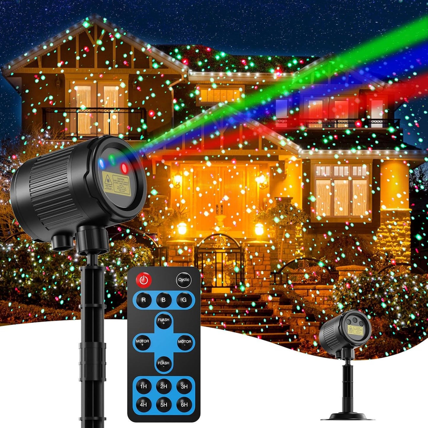 3 Color RGB Christmas Projector - Remote Controlled IP65