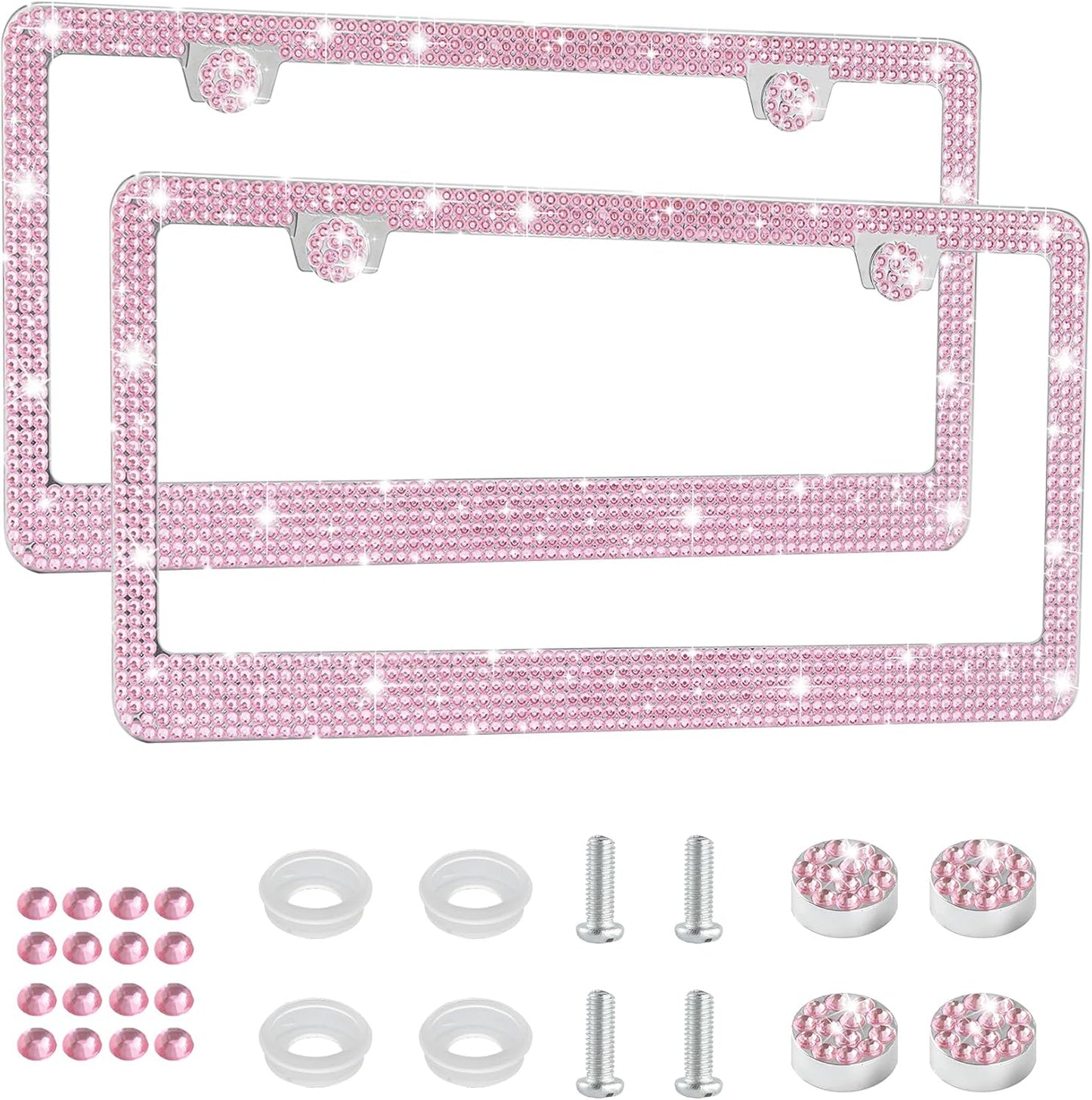 Sparkle with Style: 2Pack Diamond License Plate Frames