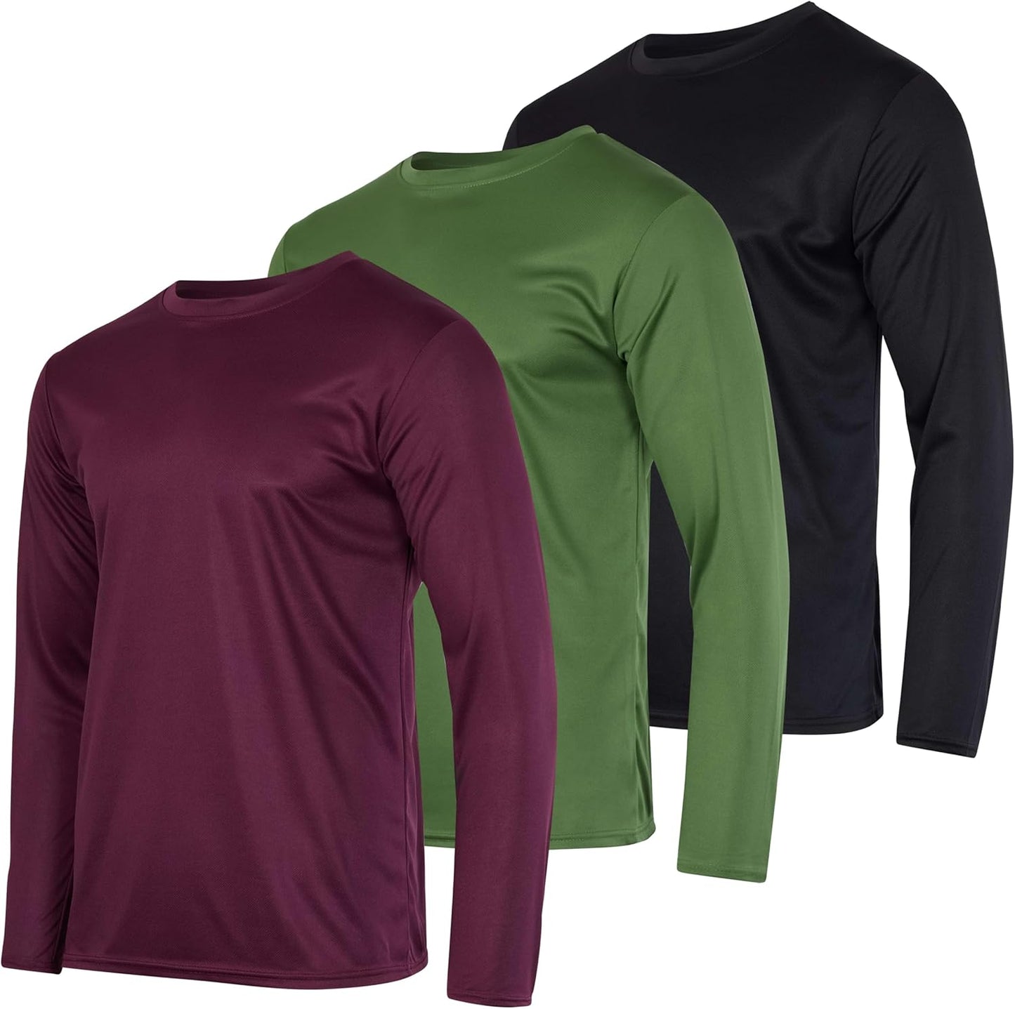 Real Essentials Men's Mesh Quick Dry Long Sleeve T-Shirt Pack