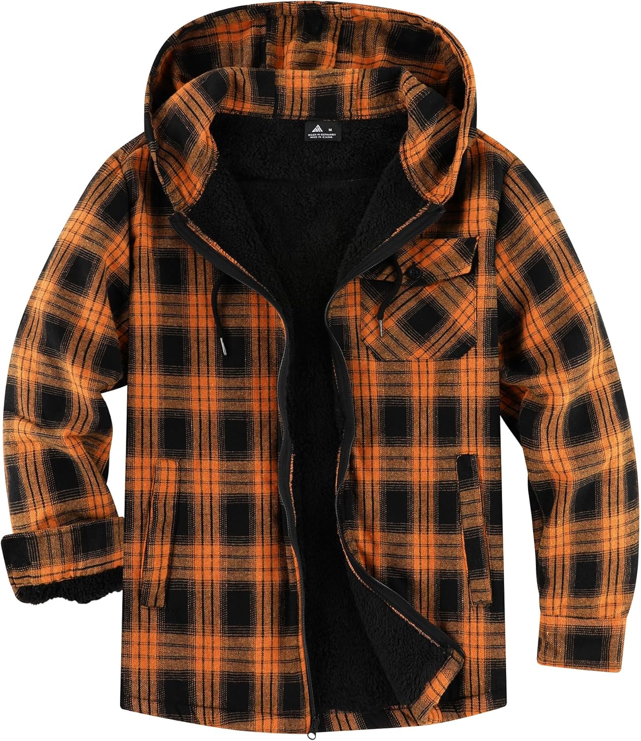 V VALANCH Men's Sherpa Lined Flannel Jacket for Winter Warmth