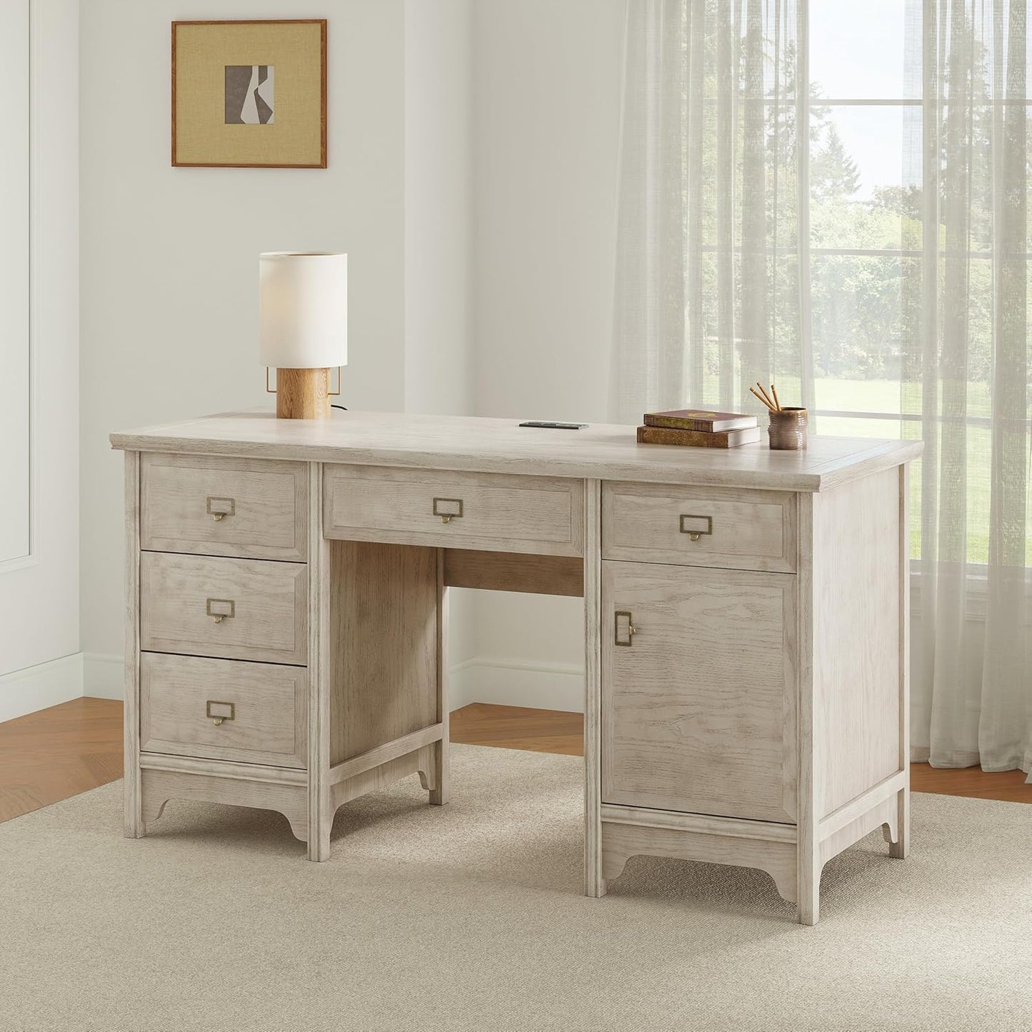 Farmhouse Executive Desk with Charging Station
