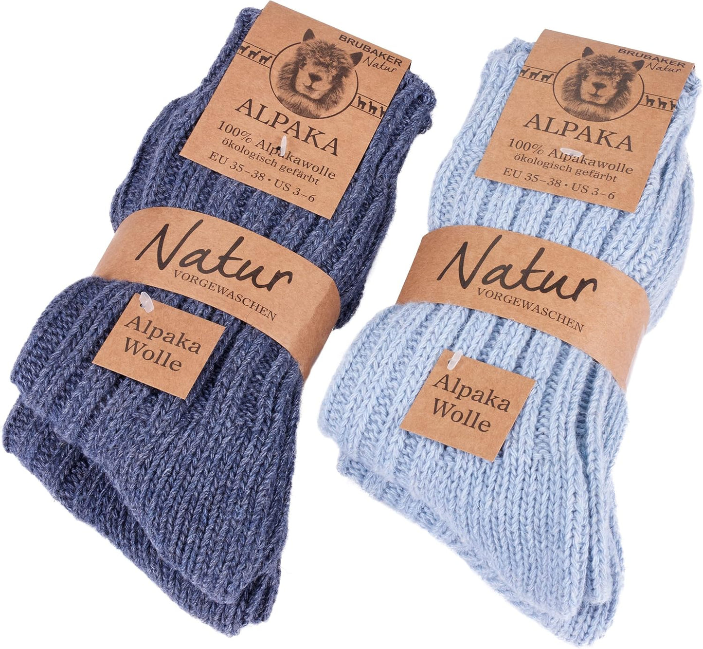 Warm Alpaca Socks for Men or Women - 4 Pairs of Comfort