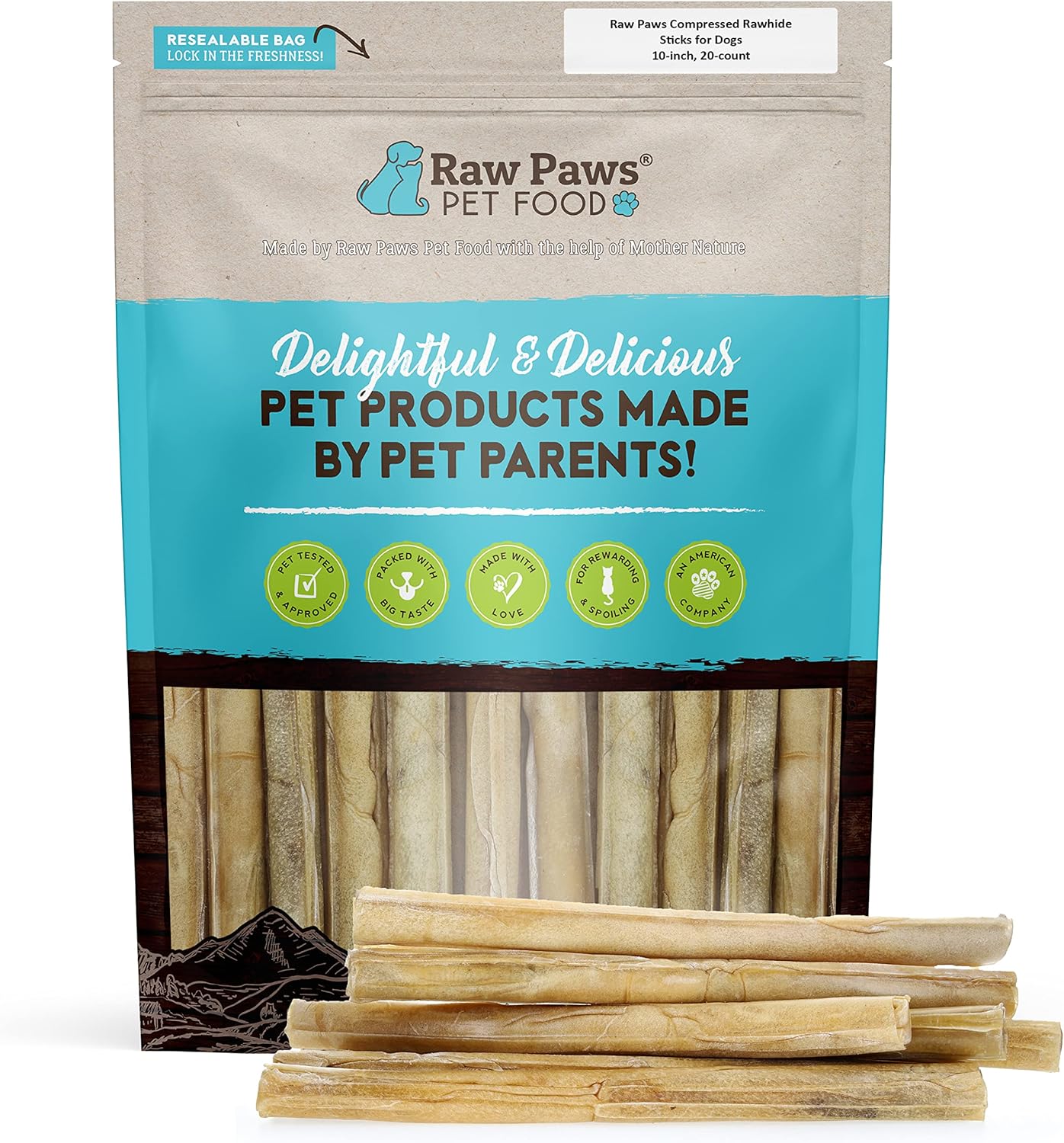 10-inch Compressed Rawhide Sticks for Dogs - Long Lasting Chews
