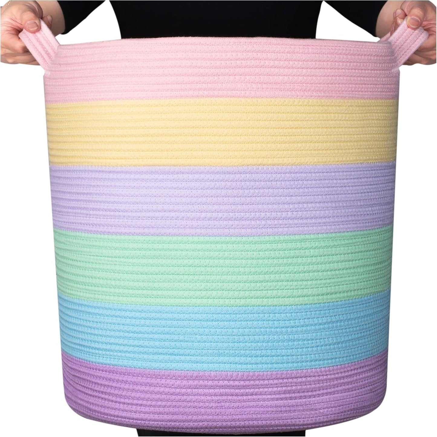 Extra Large Decorative Woven Cotton Rope Blanket Basket for Storage