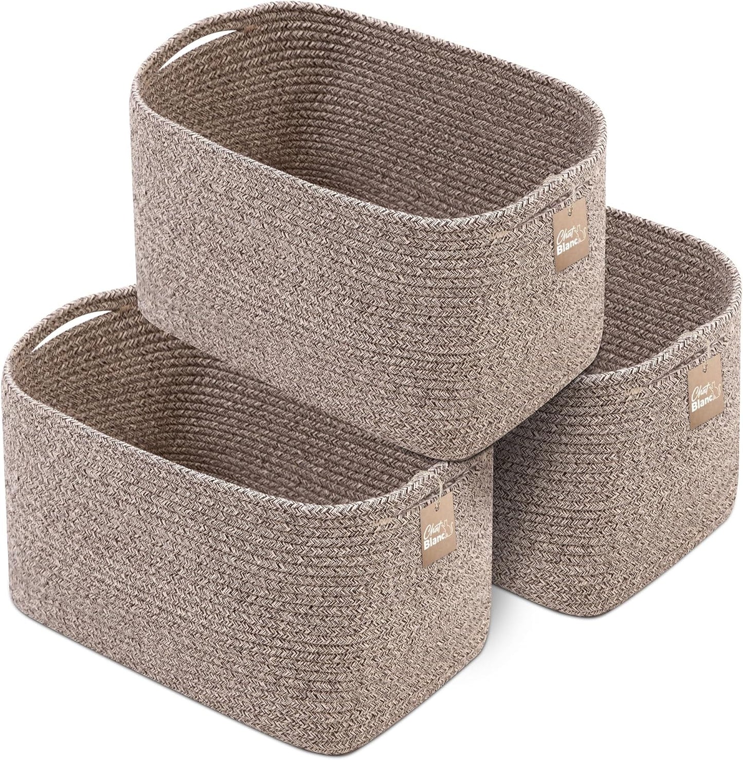 CHAT BLANC Cotton Rope Baskets for Organizing and Storage