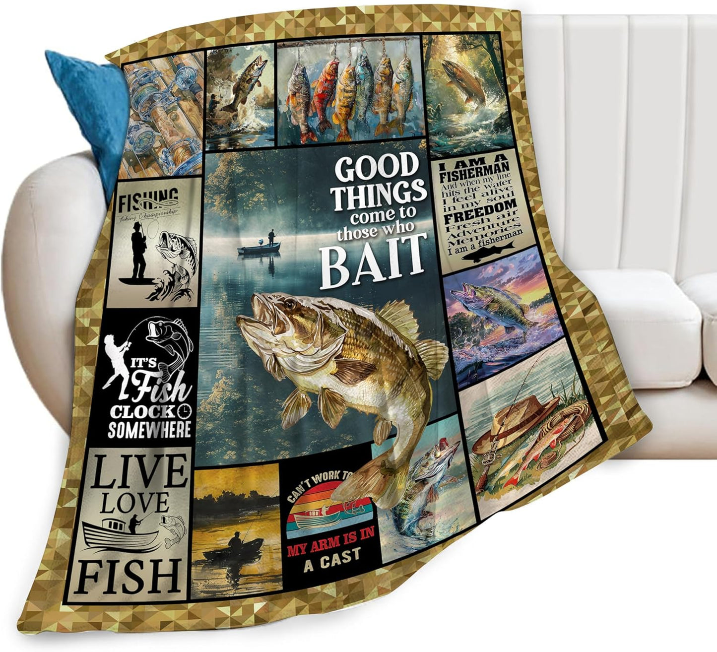 Cozy Fishing Fleece Blanket for Men - 40X50 - Kylora