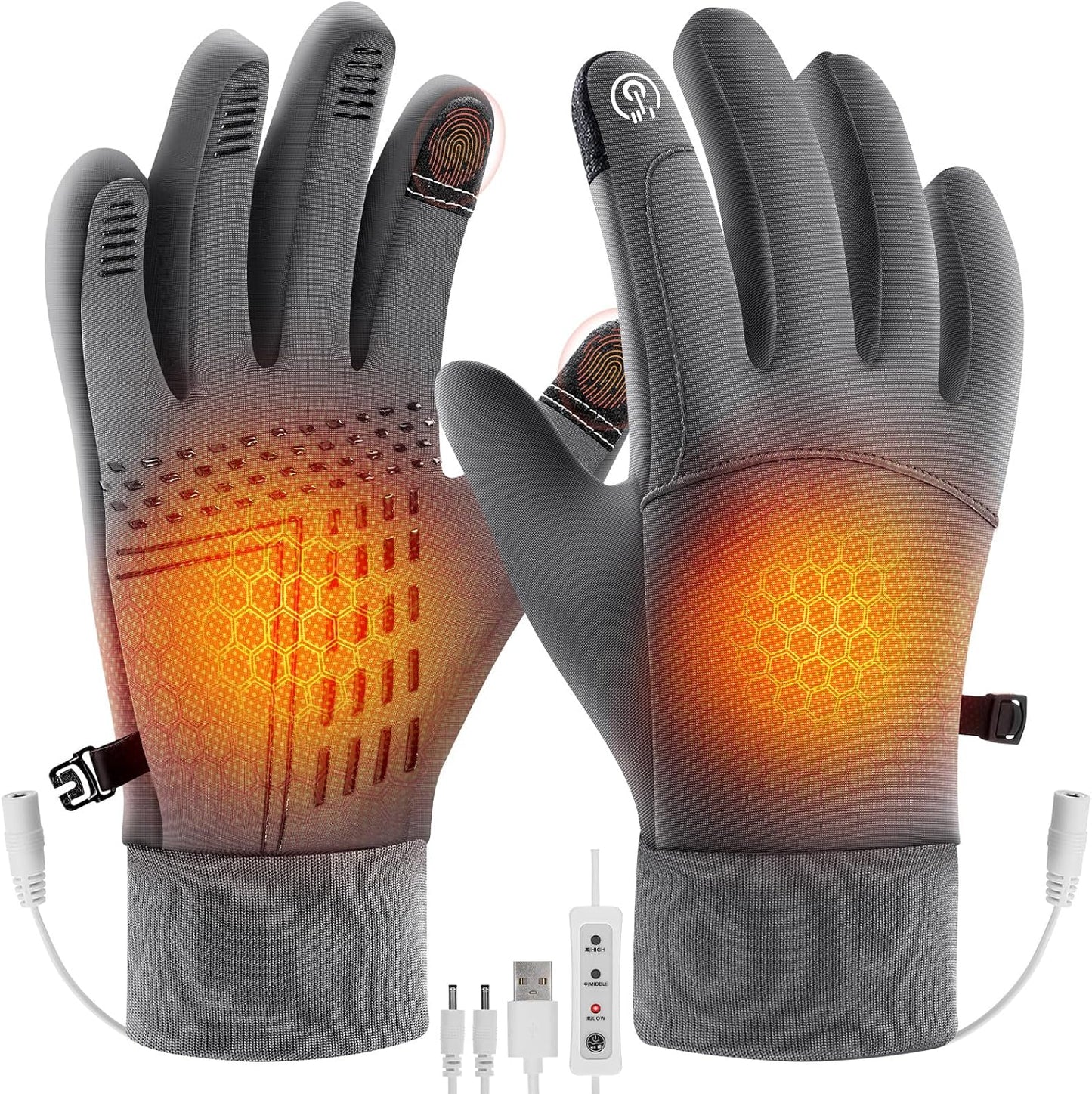 Double-Sided USB Heated Gloves: 3 Levels Warmth!