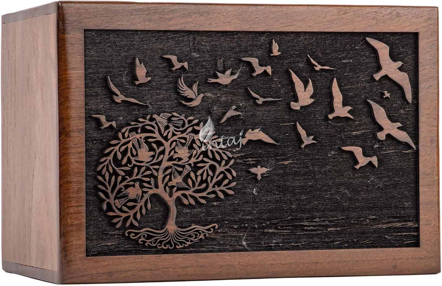 INTAJ Cremation Urn for Human Ashes - Tree of Life Wooden Box