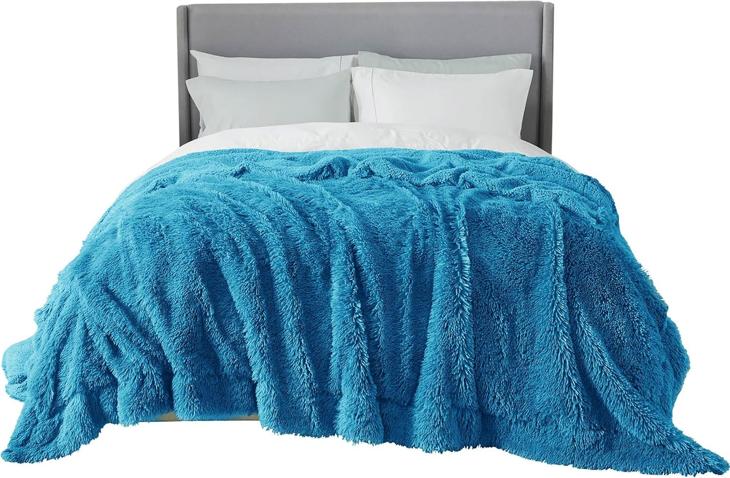 Bedsure GentleSoft Fluffy Blue King Size Blanket for Cozy Warmth