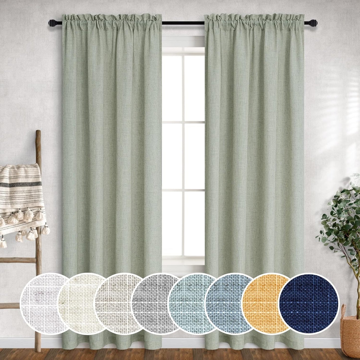 Sage Green Curtains 96 Inches Long for Living Room Decor