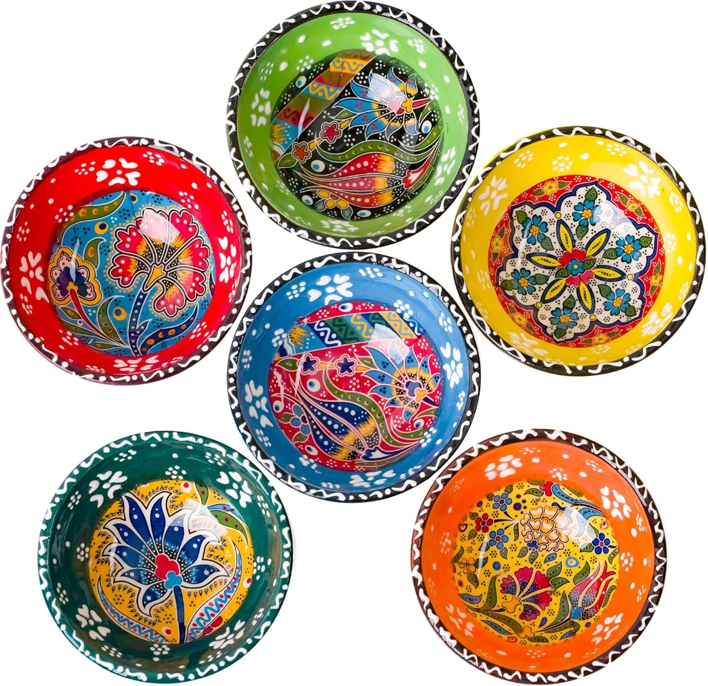 BCS Ceramic Pinch Bowls Set of 6 for Dipping and Serving