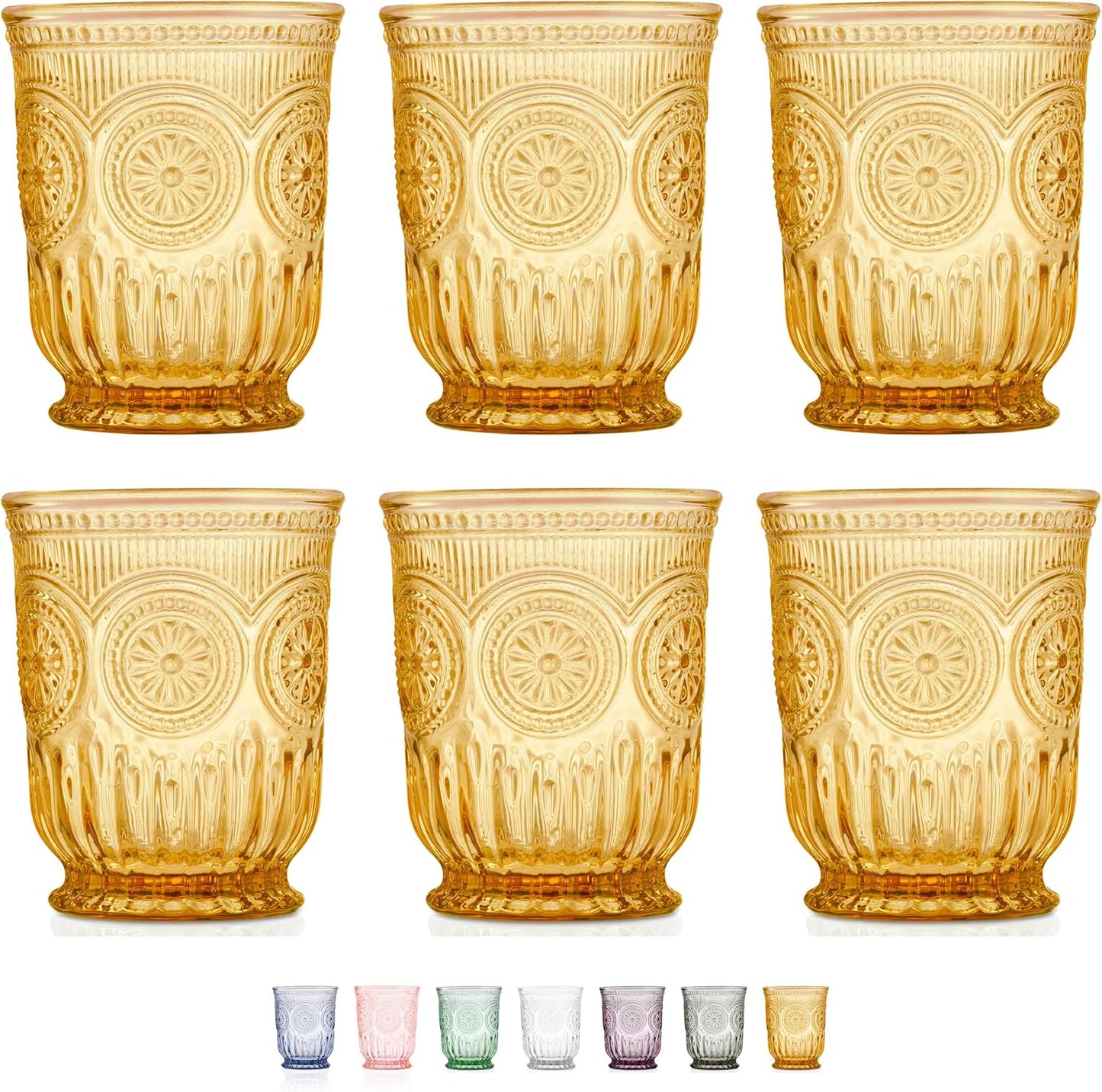 Yungala Amber Drinking Glasses Set of 6 for Stylish Tablescapes