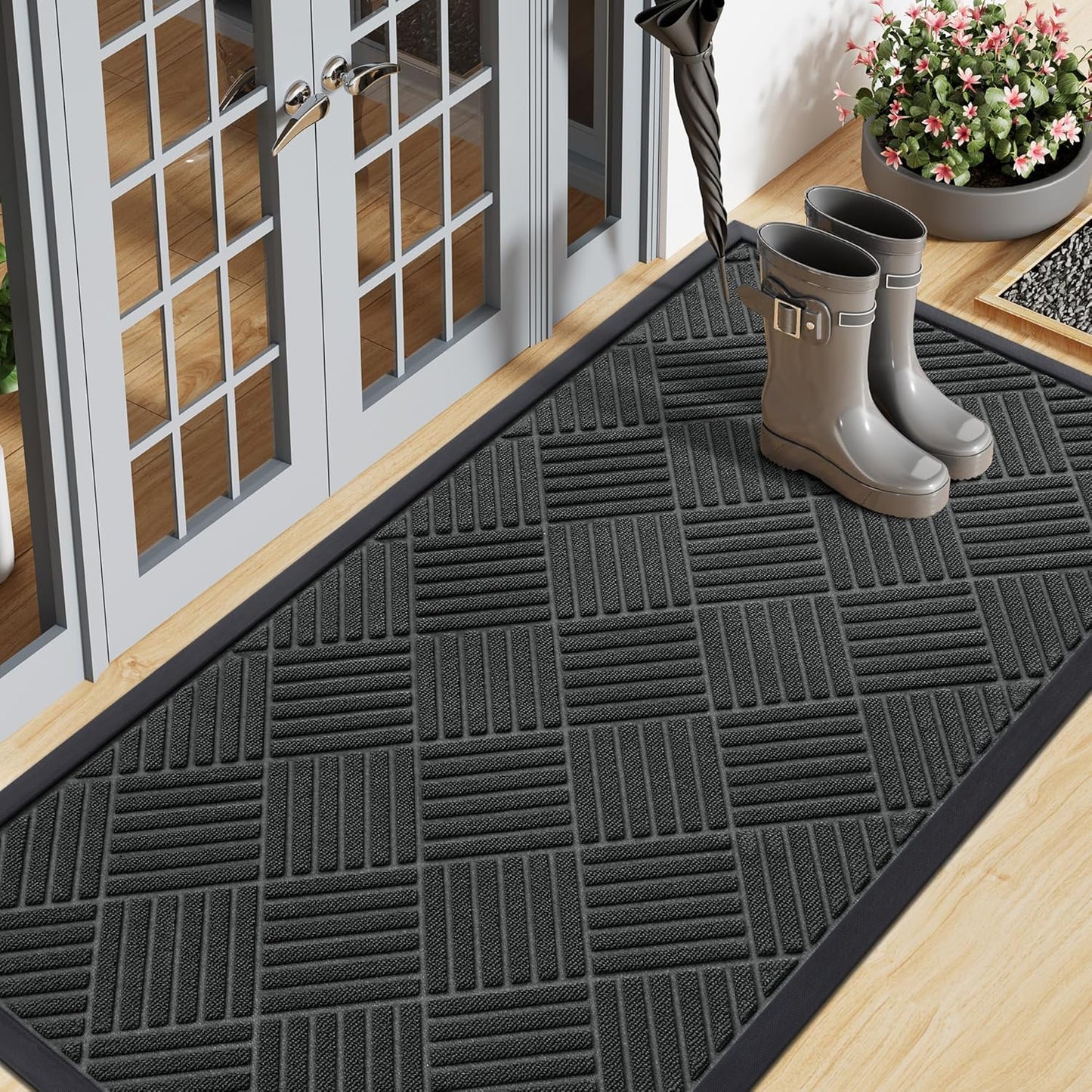 Smiry Heavy Duty Outdoor Indoor Natural Rubber Doormat 59x23