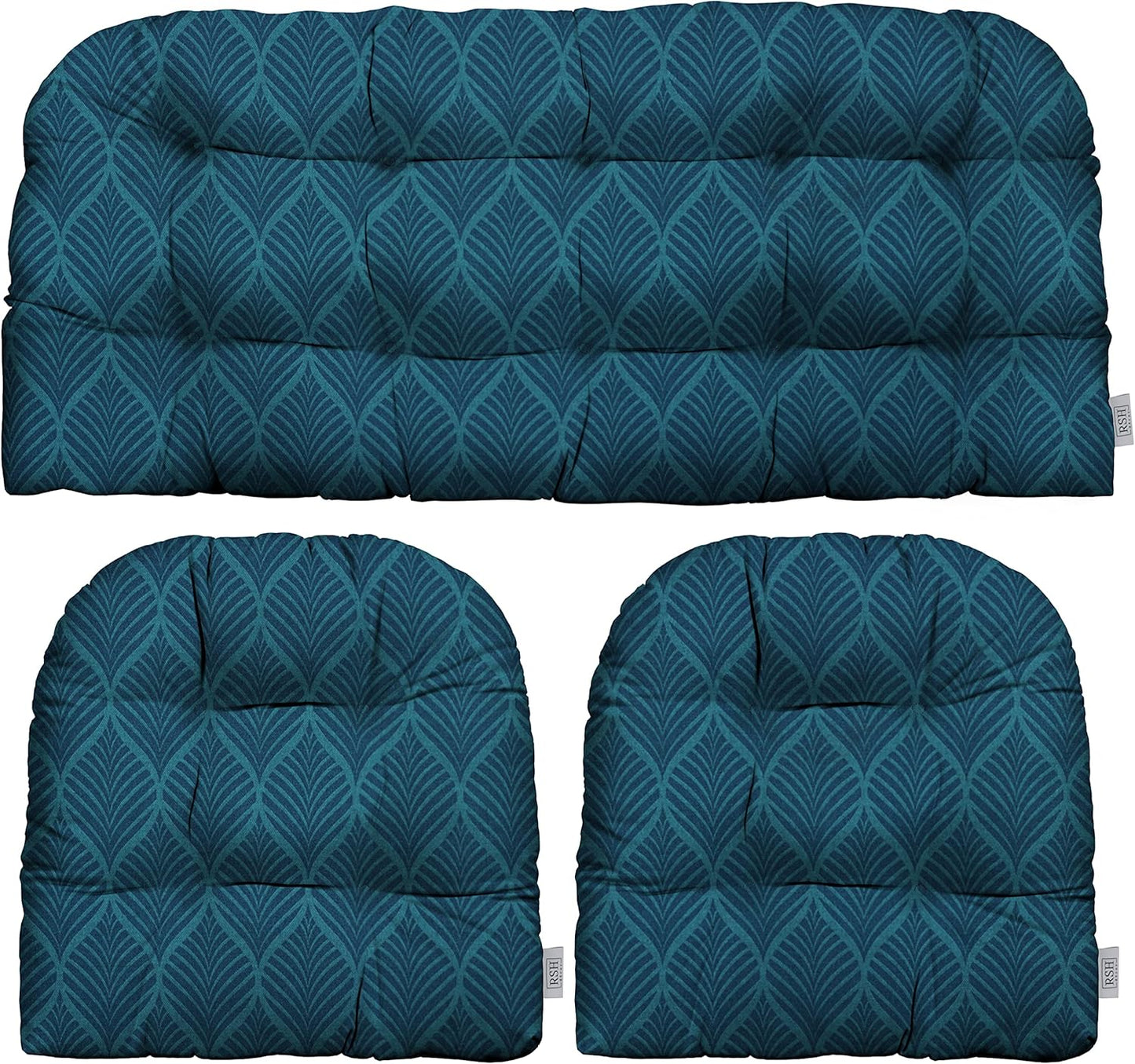 3-Piece Wicker Tufted Cushion Set for Outdoor Furniture Comfort