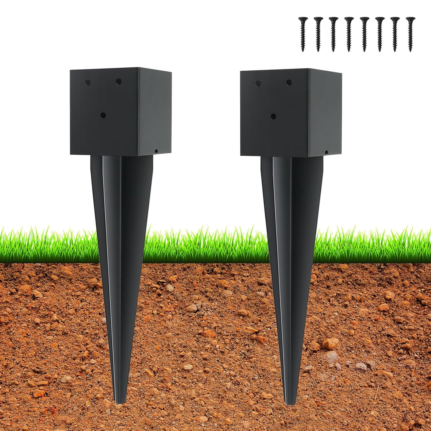 2 Pcs 4in x 4in Fence Post Anchor Ground Spike for Stability