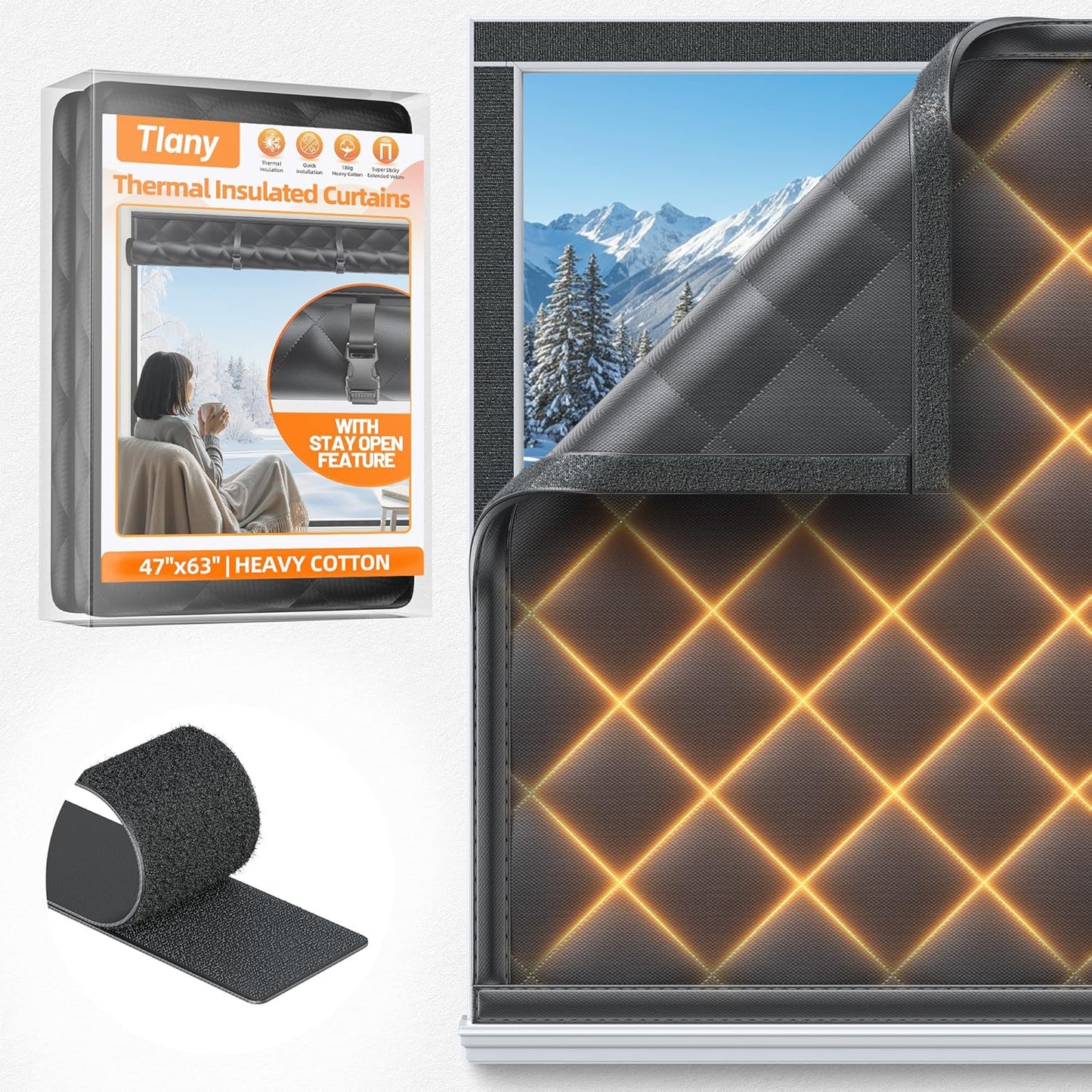 Window Insulation Kit for Winter 47in x 63in Thermal Curtain