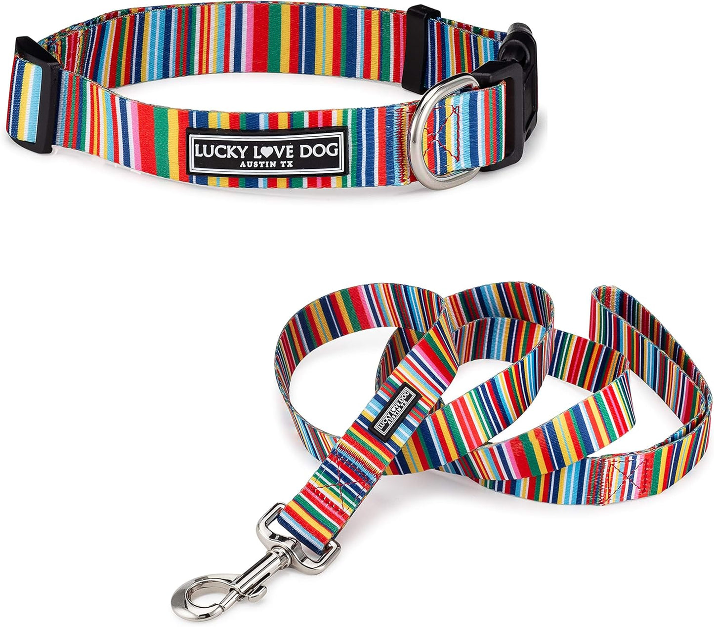 Lucky Love Dog Easy Click Buckle Collar and Leash Set for Dogs