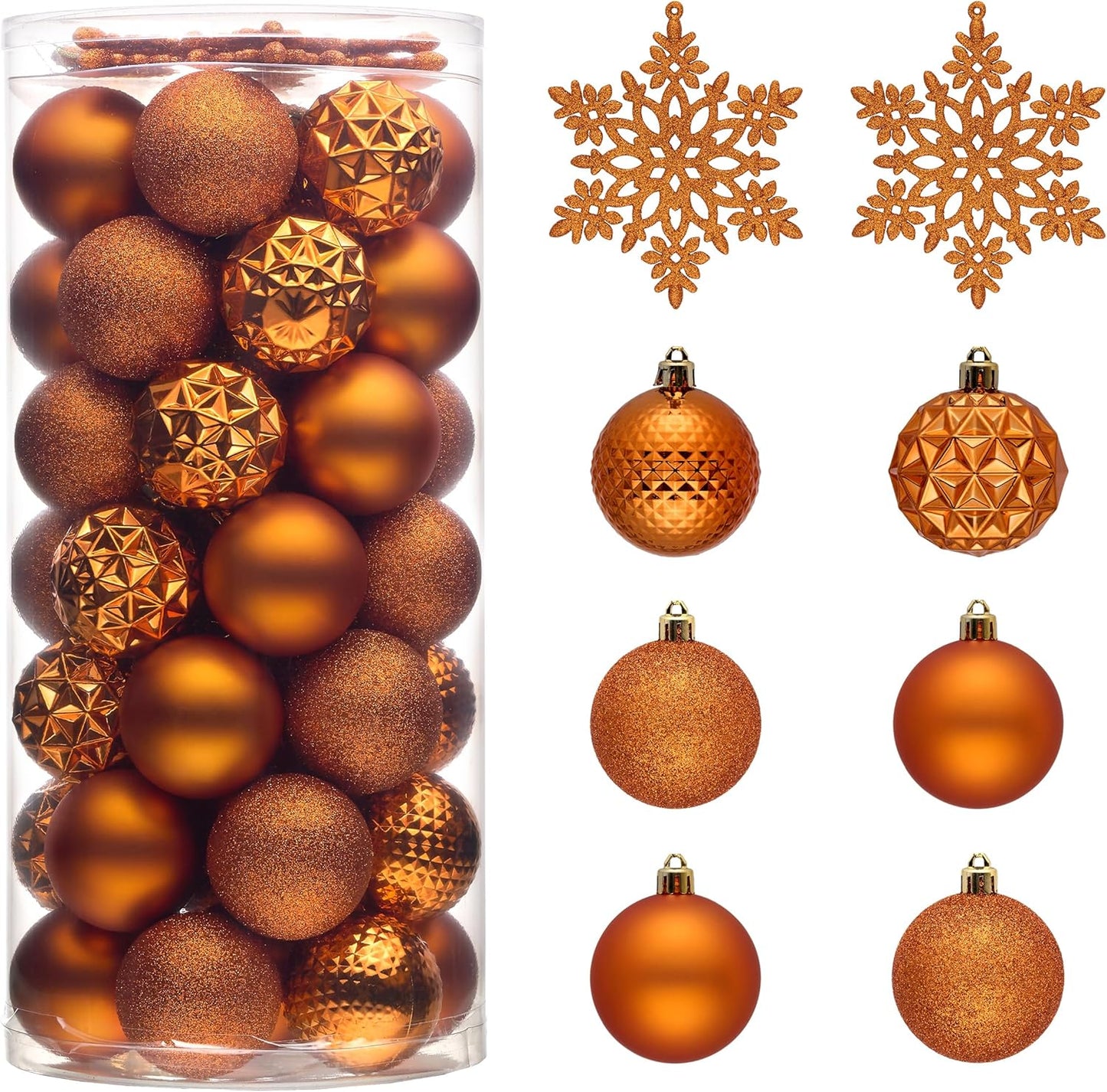 Orange Shatterproof Christmas Ball Ornaments Set 50ct 2.36in
