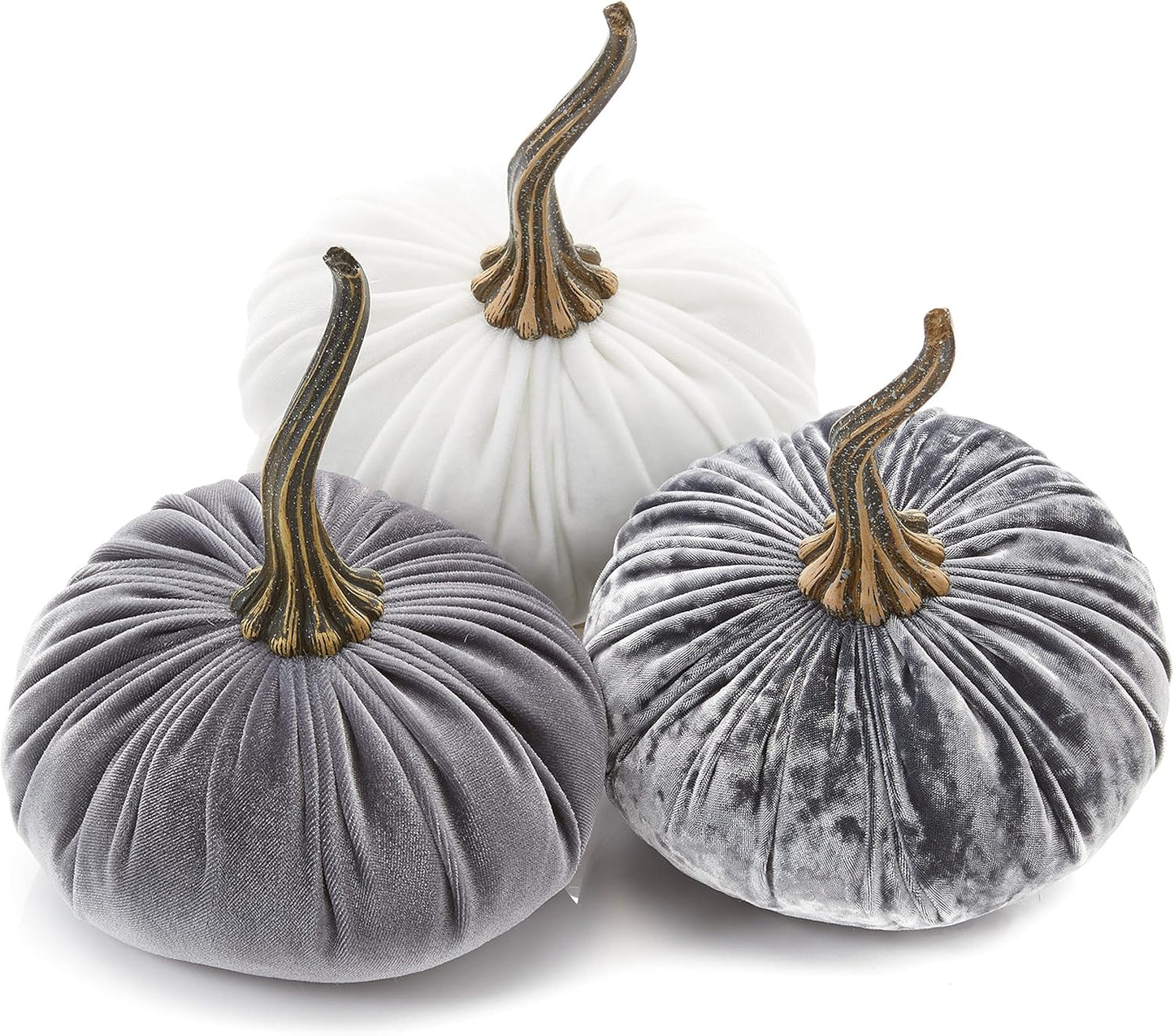 Set of 3 Velvet Pumpkins for Elegant Fall Decor and Gifts