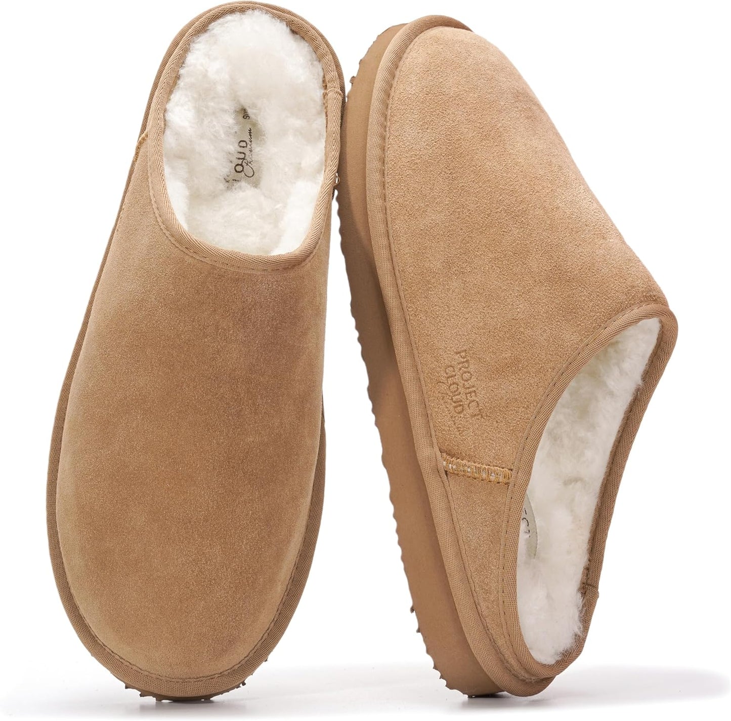 Project Cloud Mens Slippers with Genuine Leather & Shearling