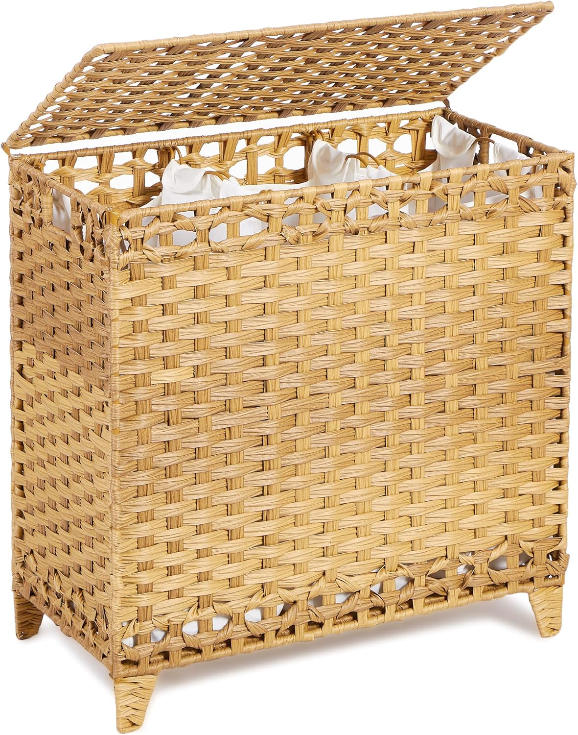 Laundry Hamper with 3 Removable Liner Bags for Easy Sorting