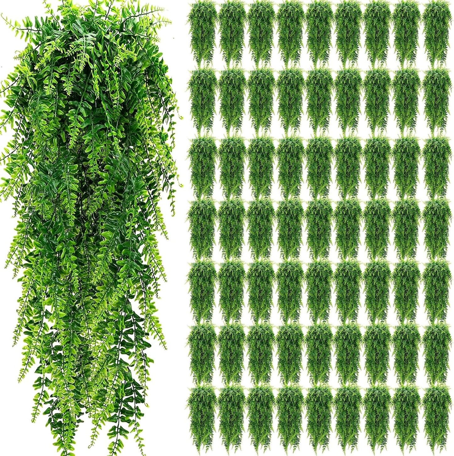 Artificial Hanging Plants - 64 Pcs 32 Inch Boston Ferns for Decor