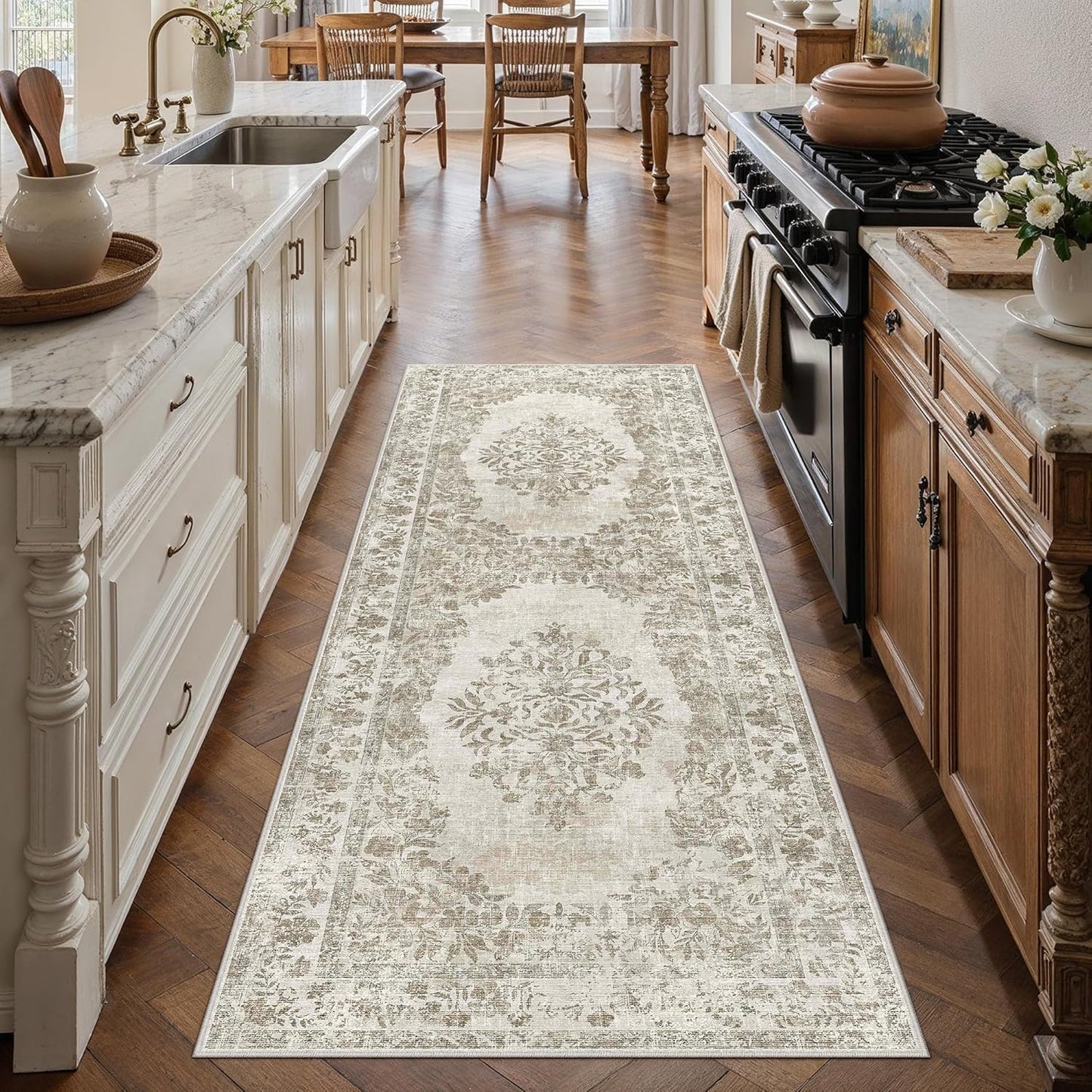 Vintage Distressed 2x6 Runner Rug for Hallway and Kitchen