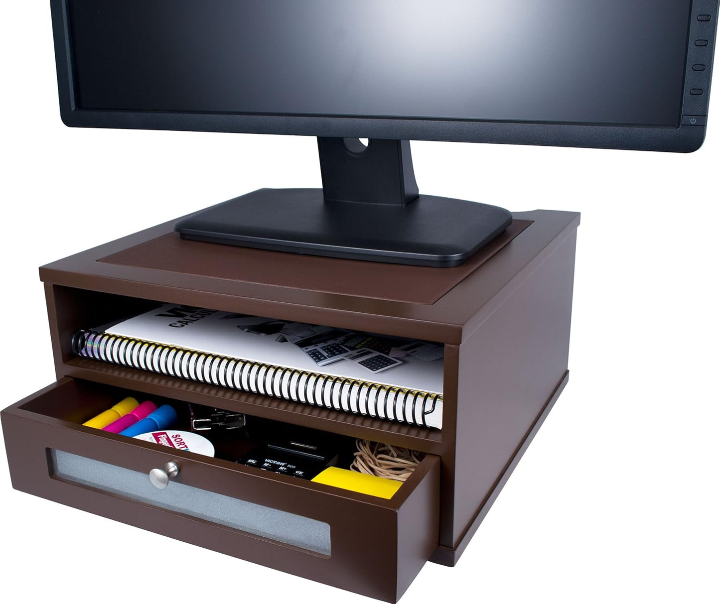 Victor Monitor Riser B1175 in Mocha Brown for Stylish Storage