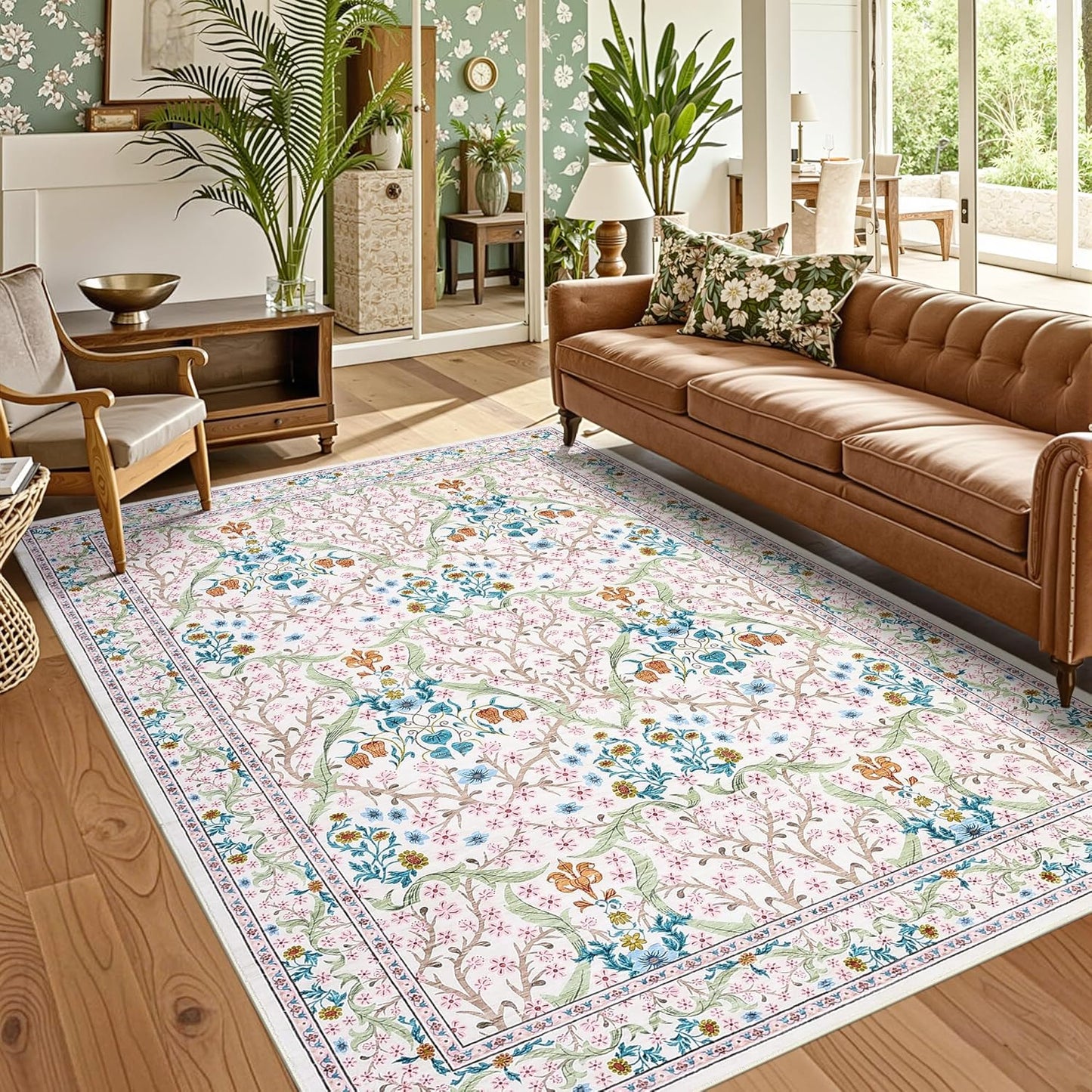GarveeHome 8x10 Area Rugs for Living Room, Soft Floral Carpet