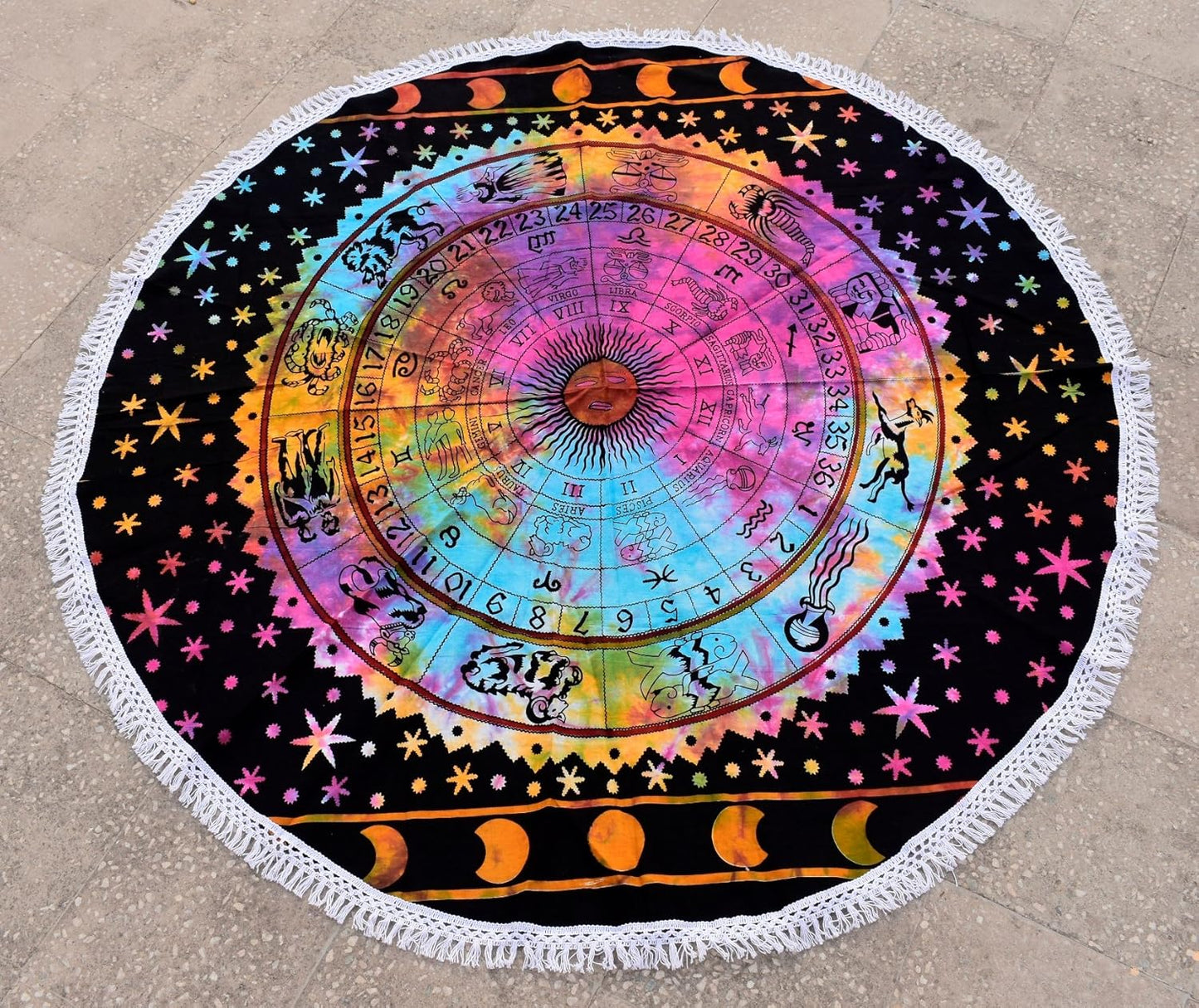 Boho Zodiac Tapestry with Fringes by INDACORIFY